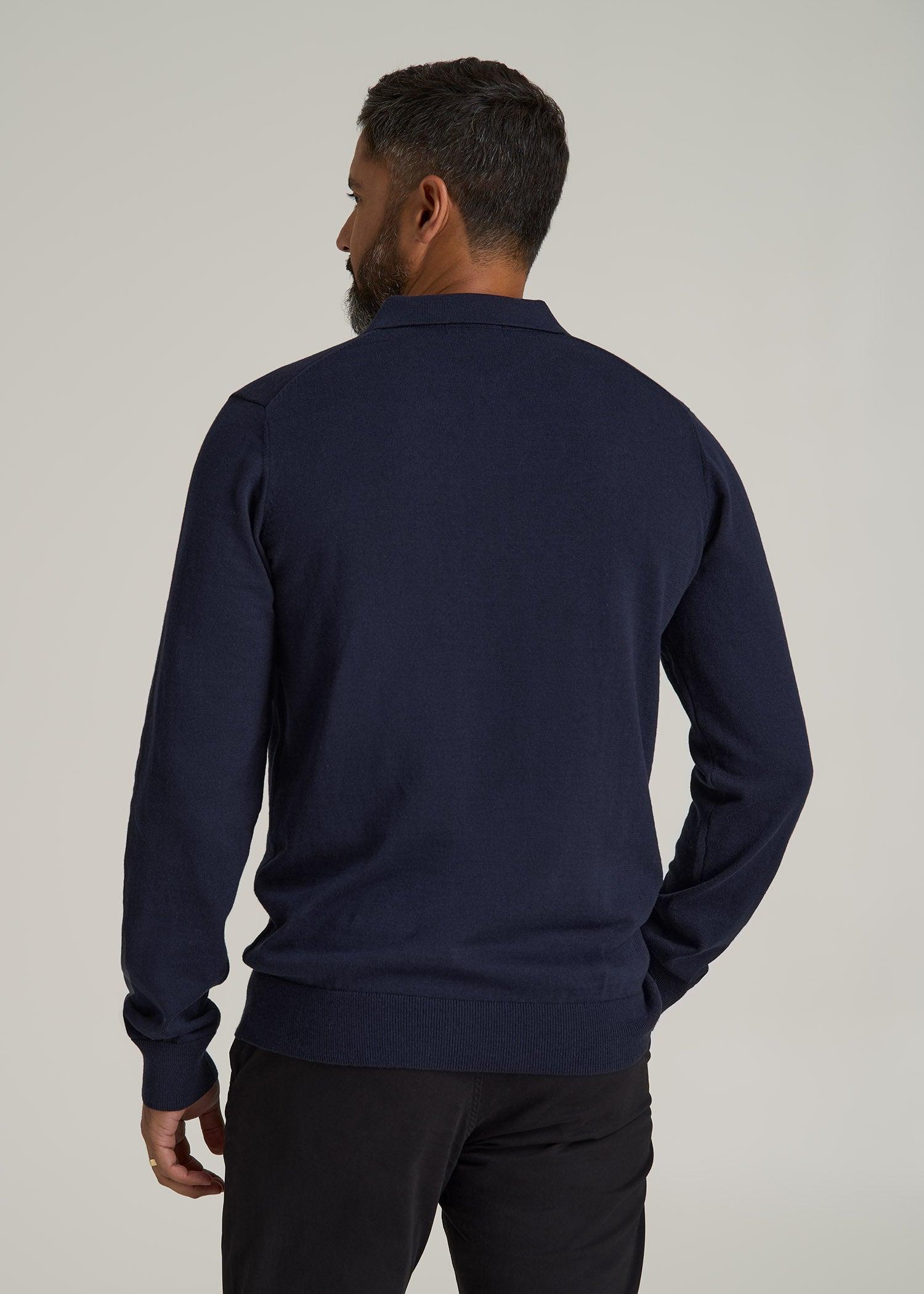 Polo Sweater for Tall Men in Evening Blue Male Product Image
