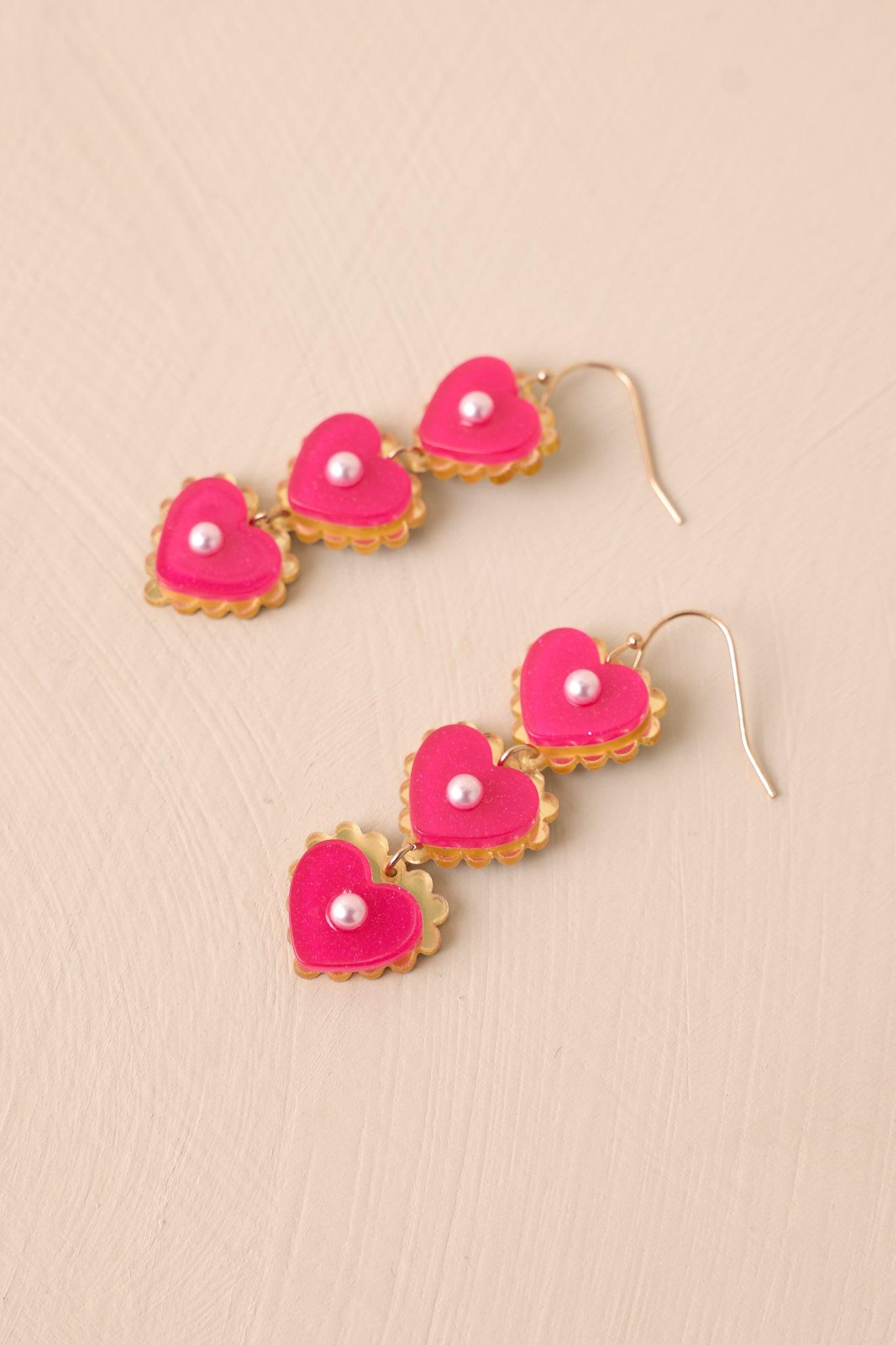 Cherry Pie Pink Heart Dangle Earrings Product Image