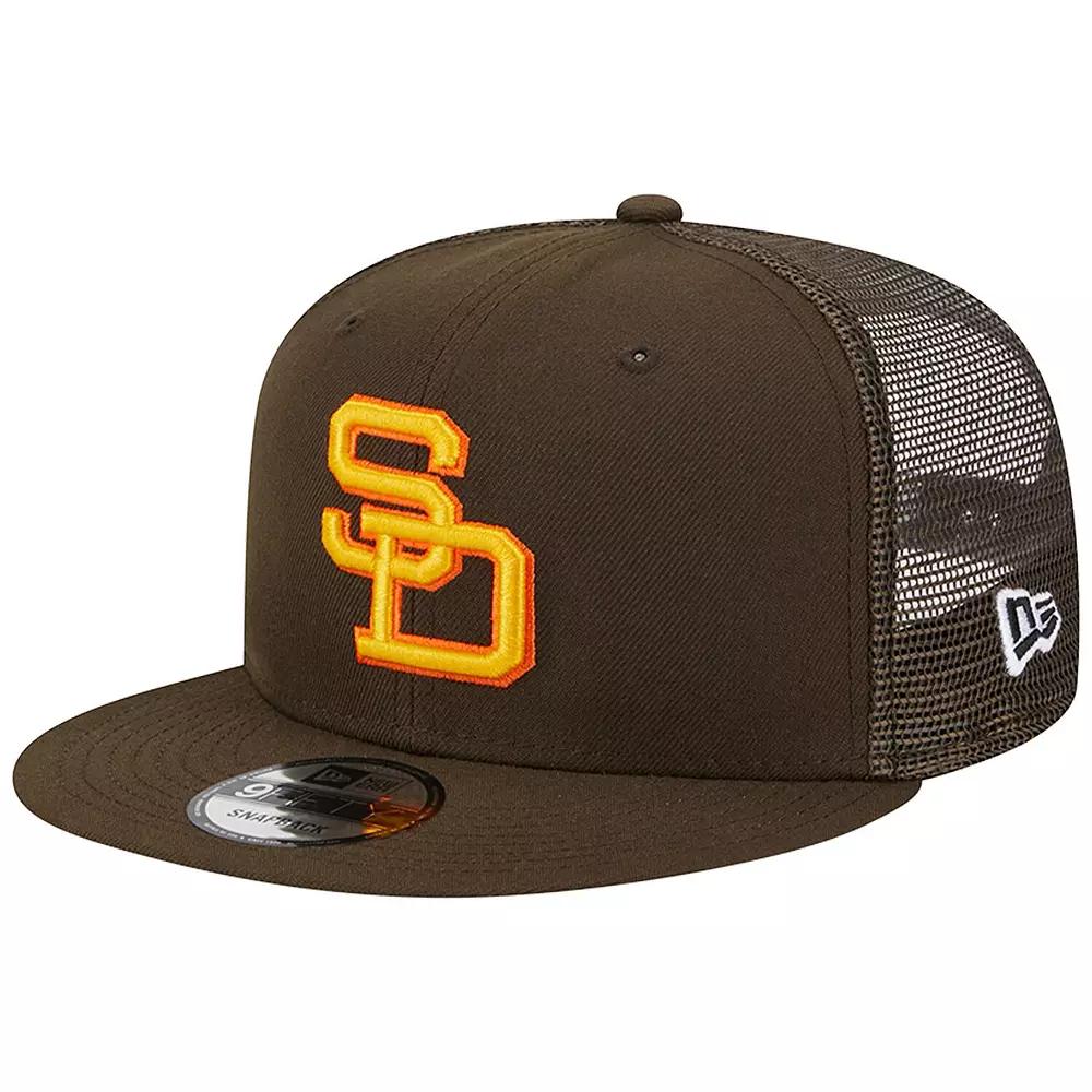 Men's New Era Brown San Diego Padres Cooperstown Collection Team Color Trucker 9FIFTY Snapback Hat Product Image