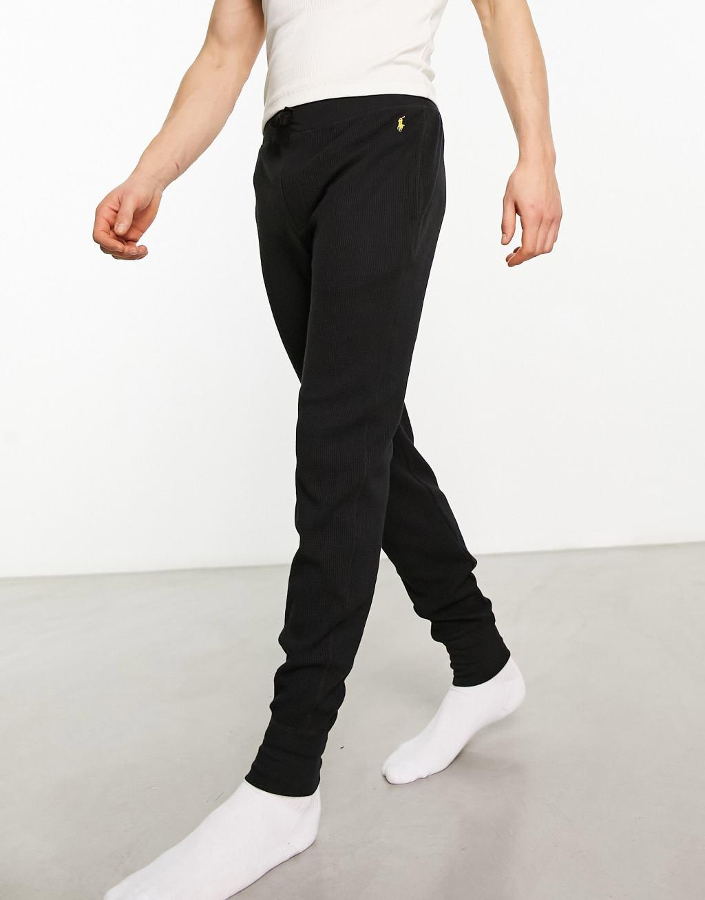 Polo Ralph Lauren loungewear waffle sweatpants in black with pony logo Product Image