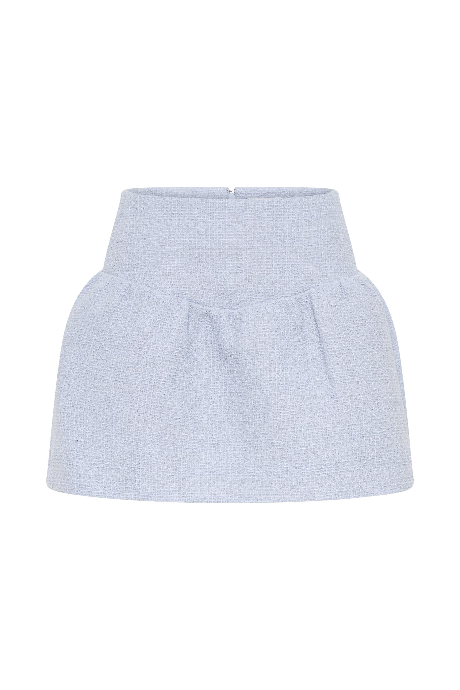 Cyrus Gathered Boucle Mini Skirt - Sky Blue Product Image