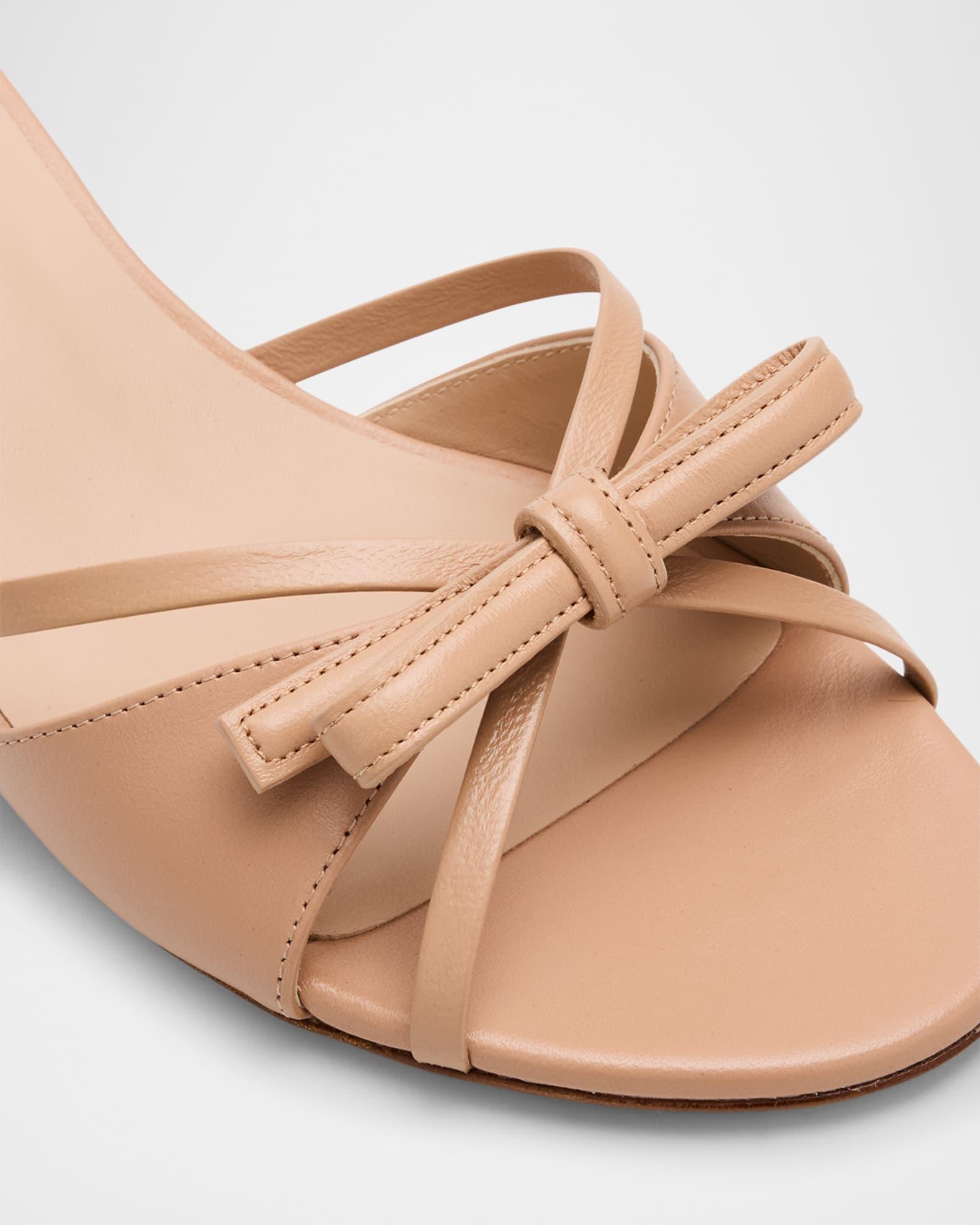 Felicity Leather Bow Kitten-Heel Mules Product Image