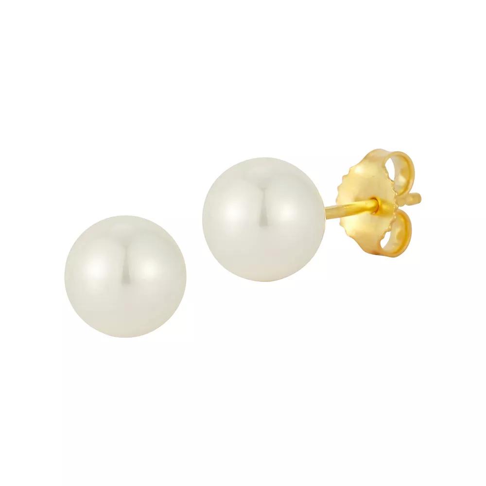 Sunkissed Sterling Freshwater Cultured Pearl Stud Earrings, Women's, Gold Tone Product Image