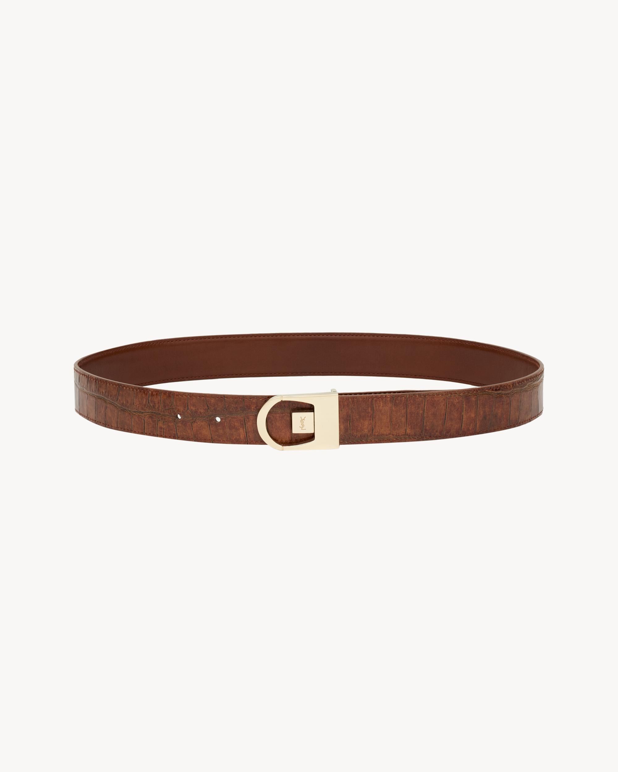 reversible belt in crocodile-embossed leather Product Image