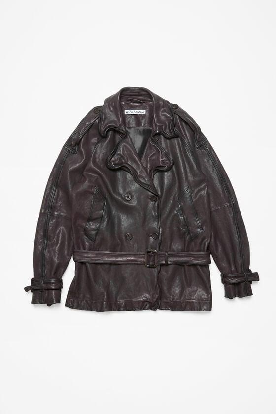 Belted leather jacket Product Image