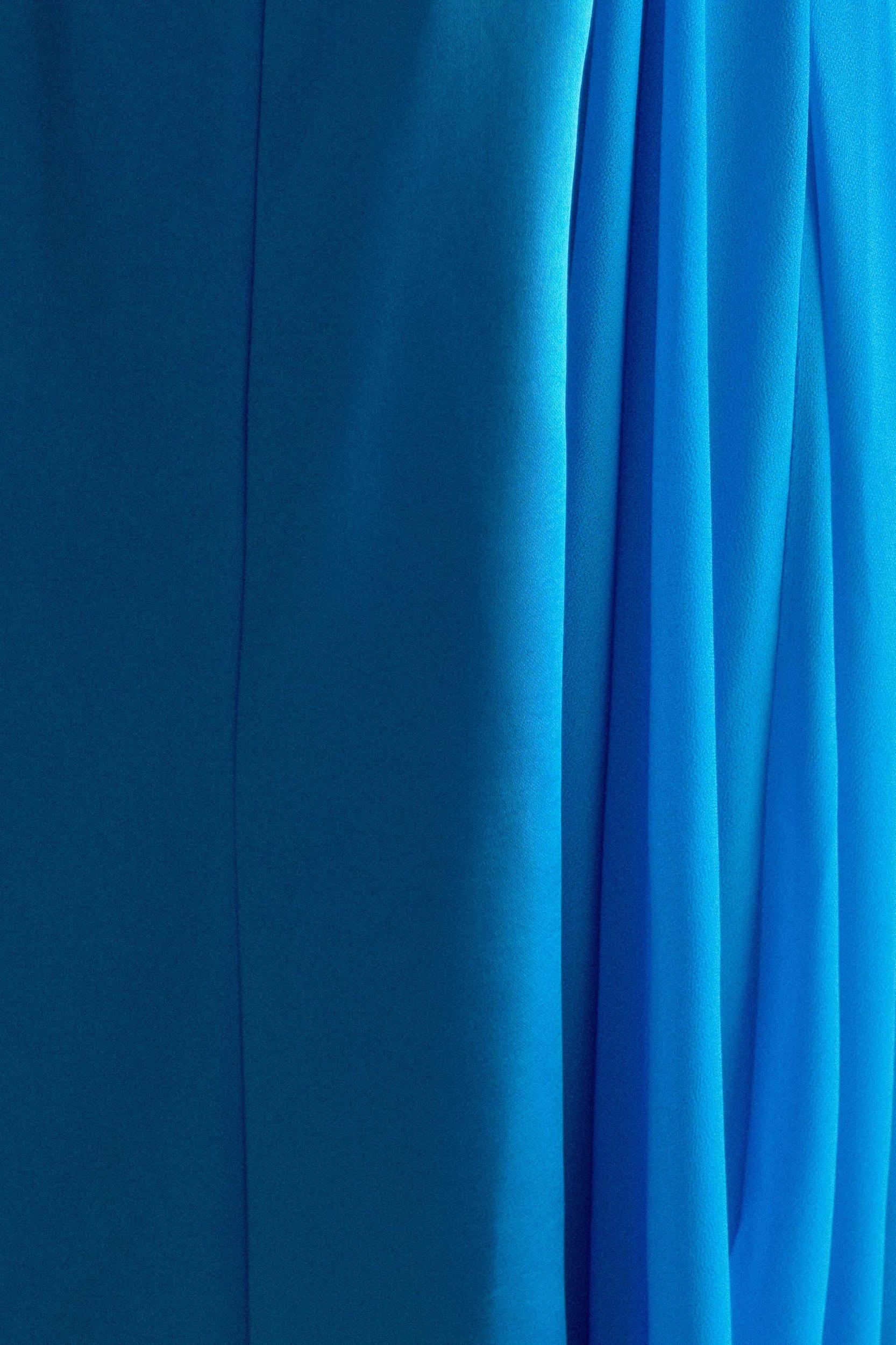 Rosella Satin Strapless Maxi Dress - Cyan Blue Product Image