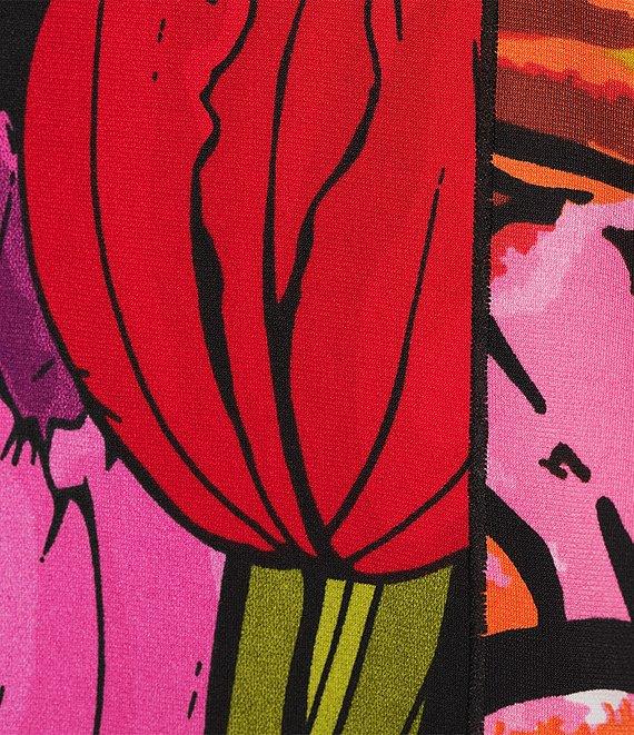 Eva Varro Animal Tulip Floral Print Boat Neck Long Sleeve Top Product Image