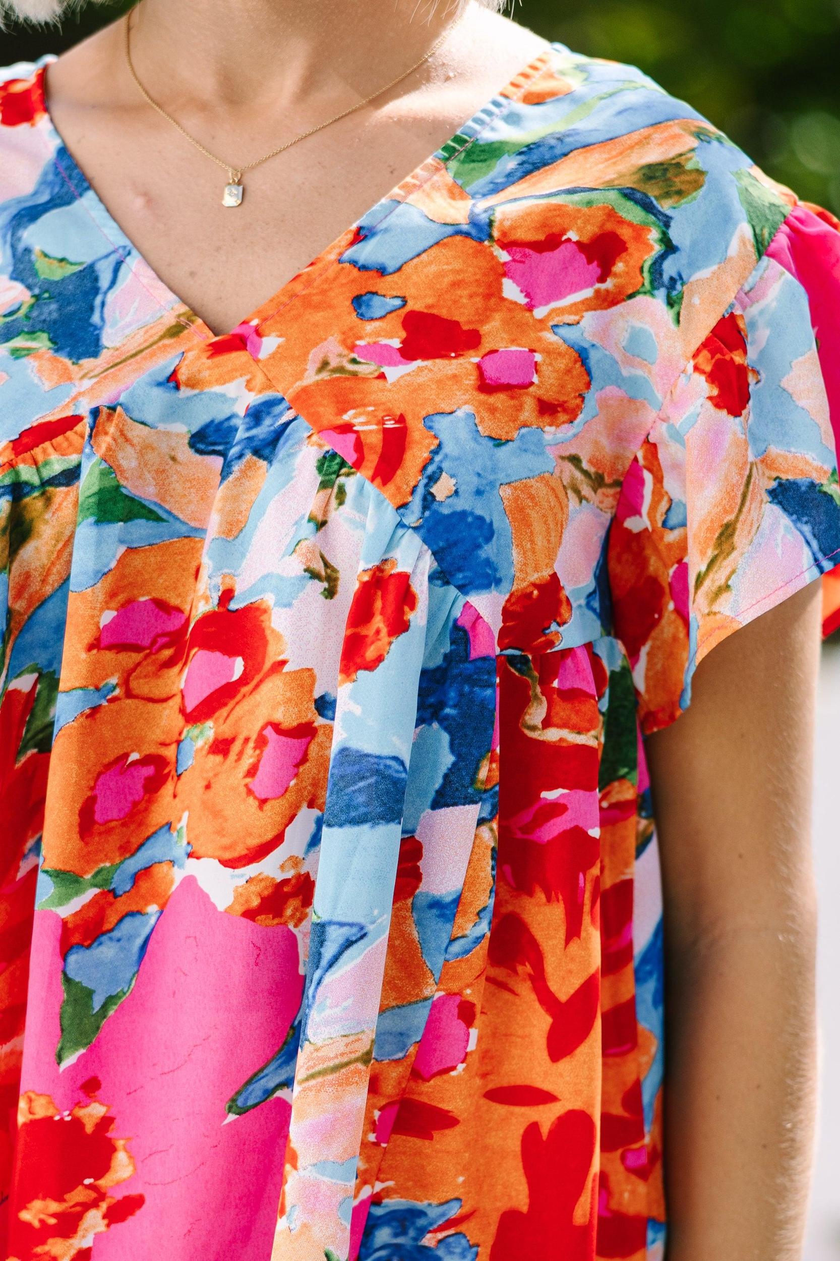 Take Your Joy Pink Abstract Blouse Female Product Image