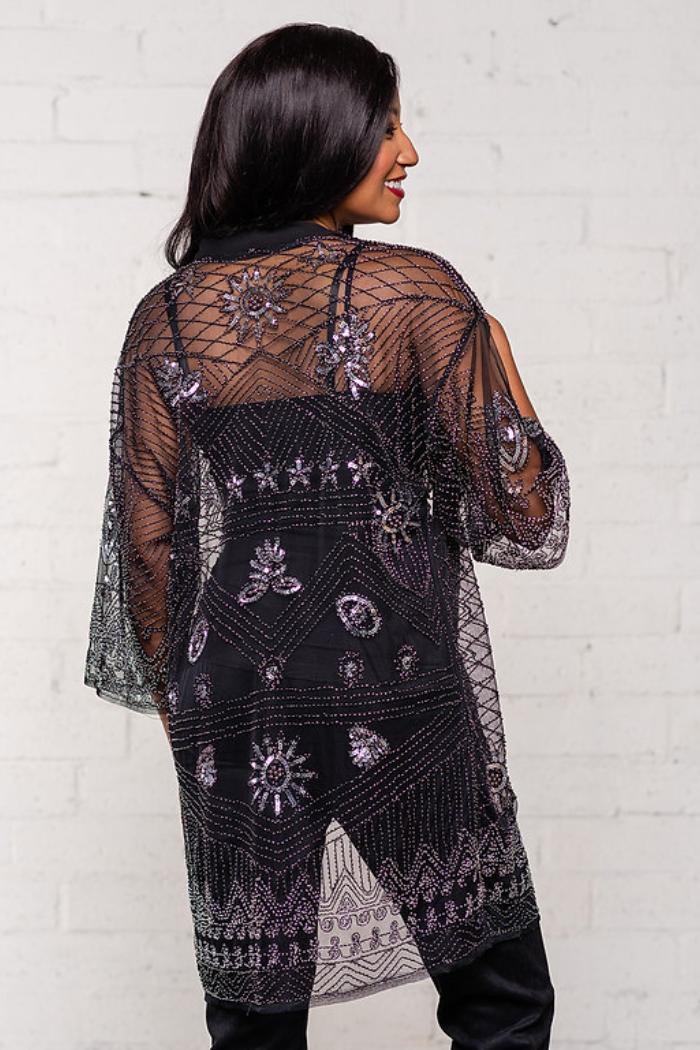Art Deco Style Mesh Kimono Product Image