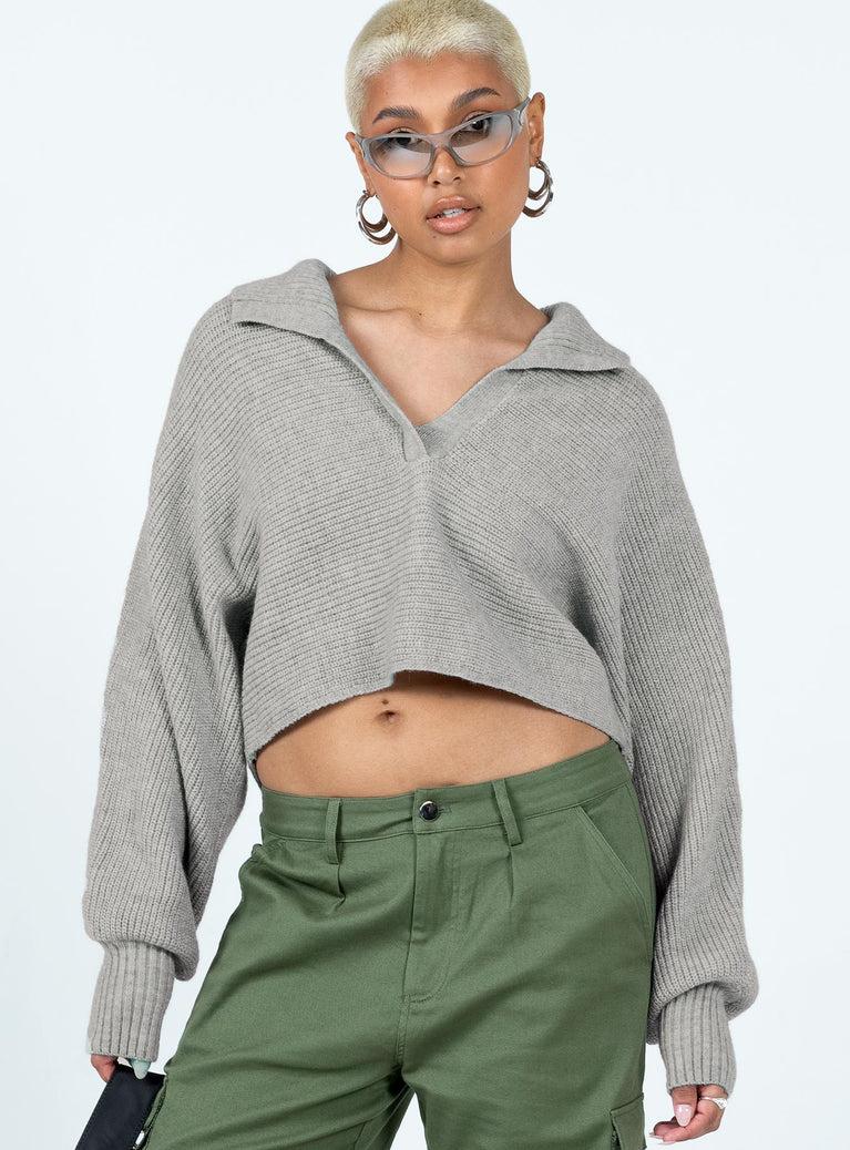 Tiara Cropped Sweater Grey Product Image