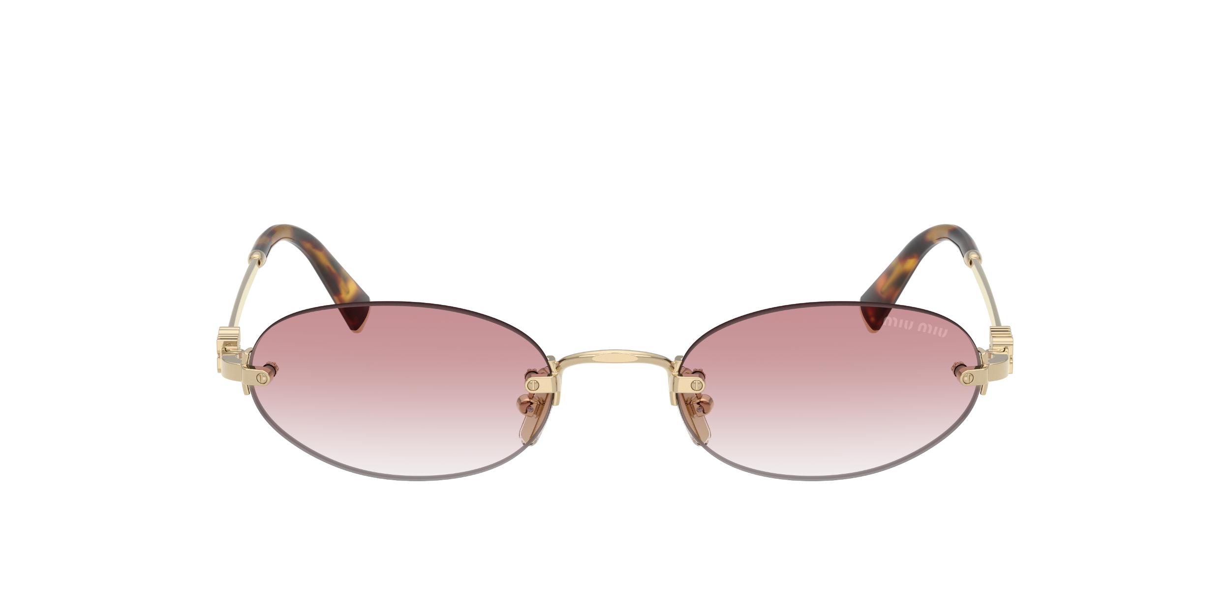 MIU MIU Womens Gold Mu A52s Oval-frame Metal Sunglasses In Gray Product Image