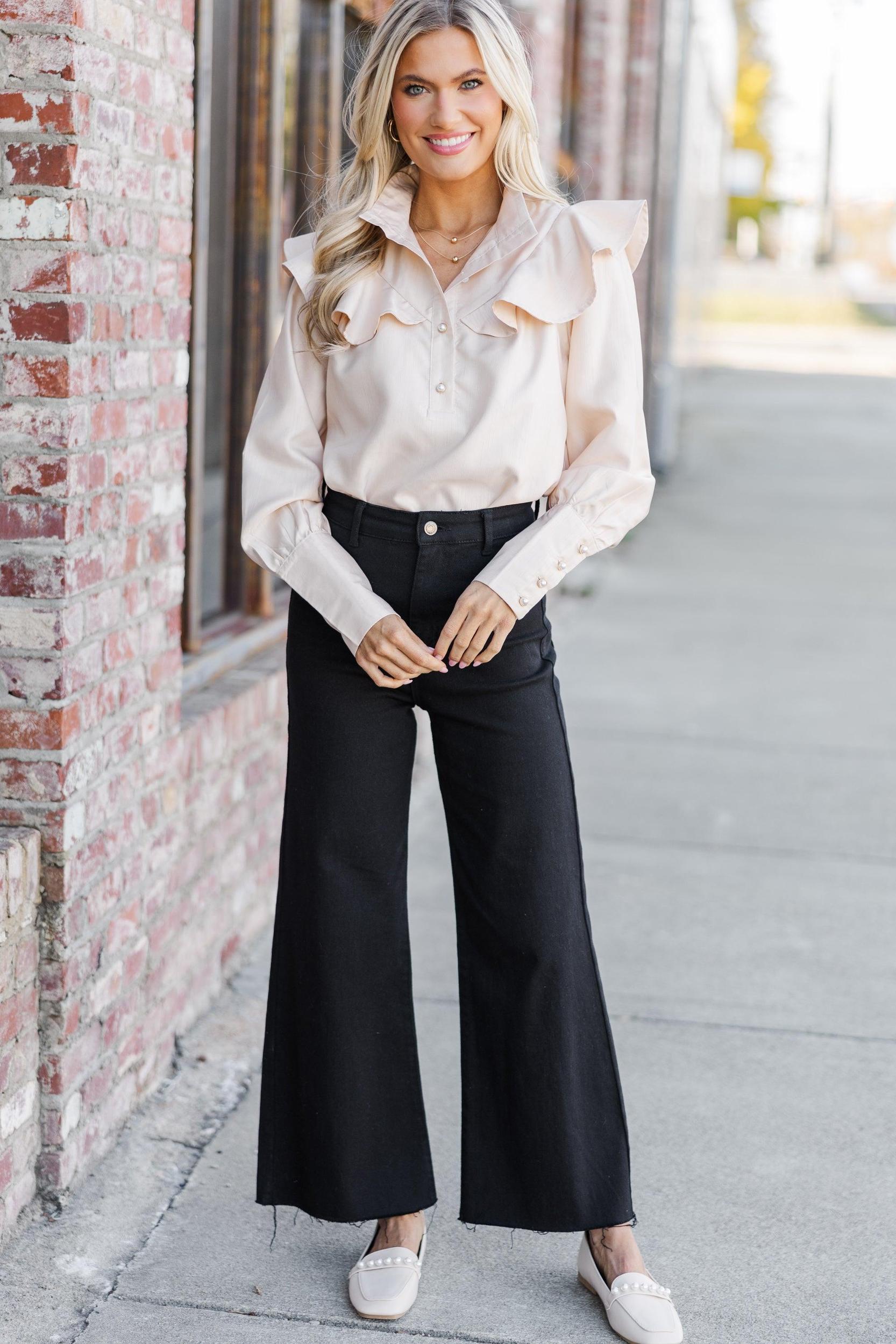 Take A Stand Champagne Ruffled Blouse Female Product Image