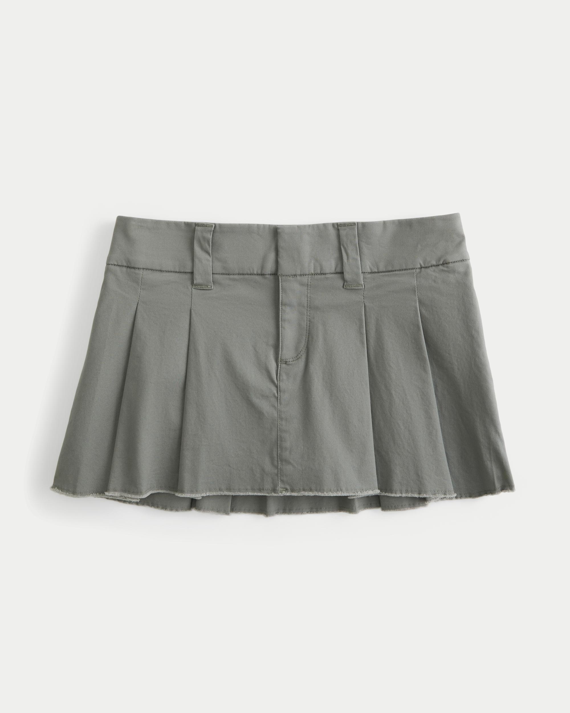 Low-Rise Pleated Poplin Mini Skort Product Image