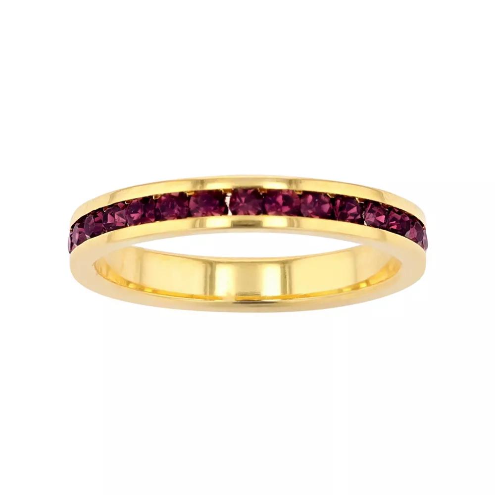 Traditions Jewelry Company 18k Gold Over Silver Birthstone Crystal Eternity Ring, Womens 18k Gold Plated Feb Product Image