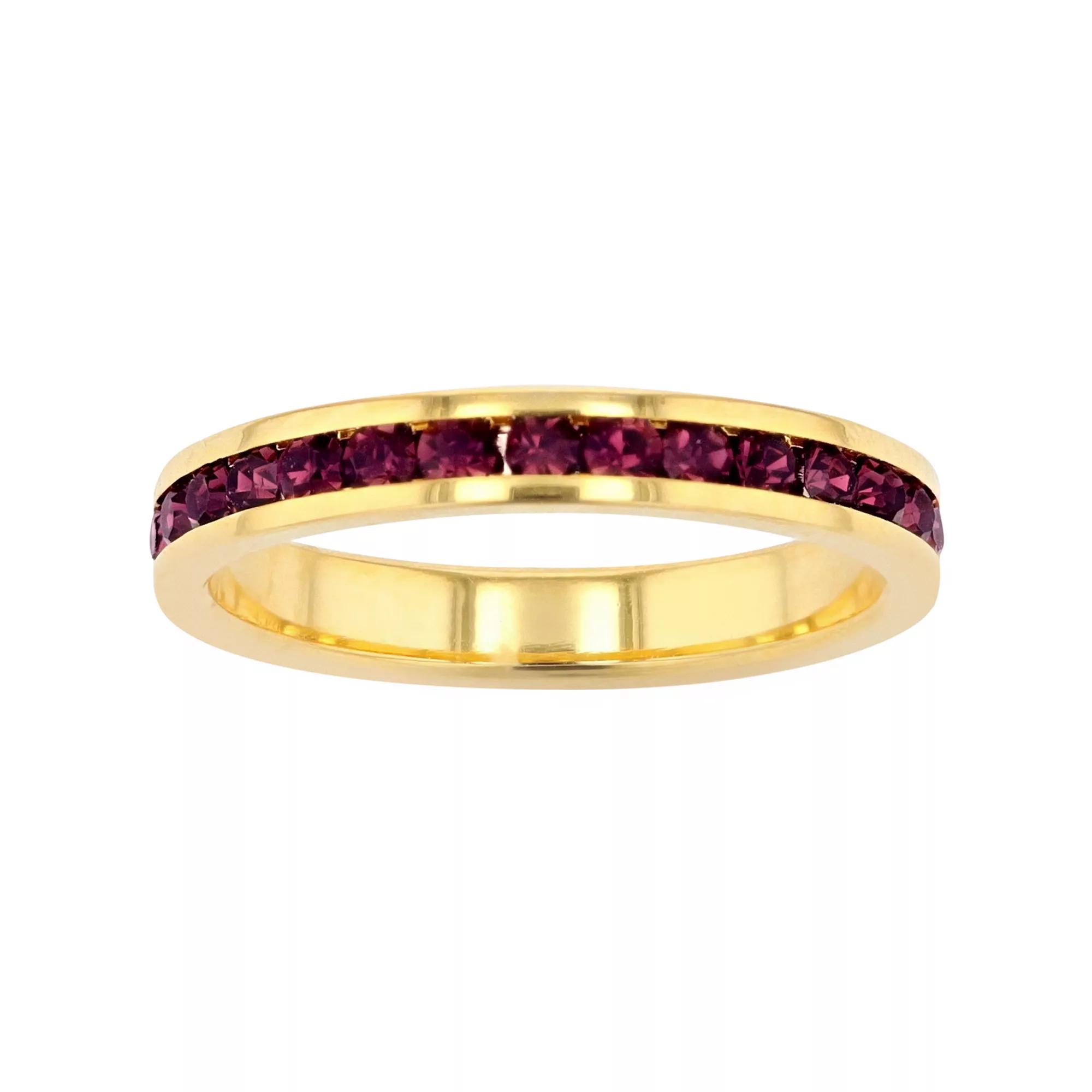 Traditions Jewelry Company 18k Gold Over Silver Birthstone Crystal Eternity Ring, Womens 18k Gold Plated Feb Product Image