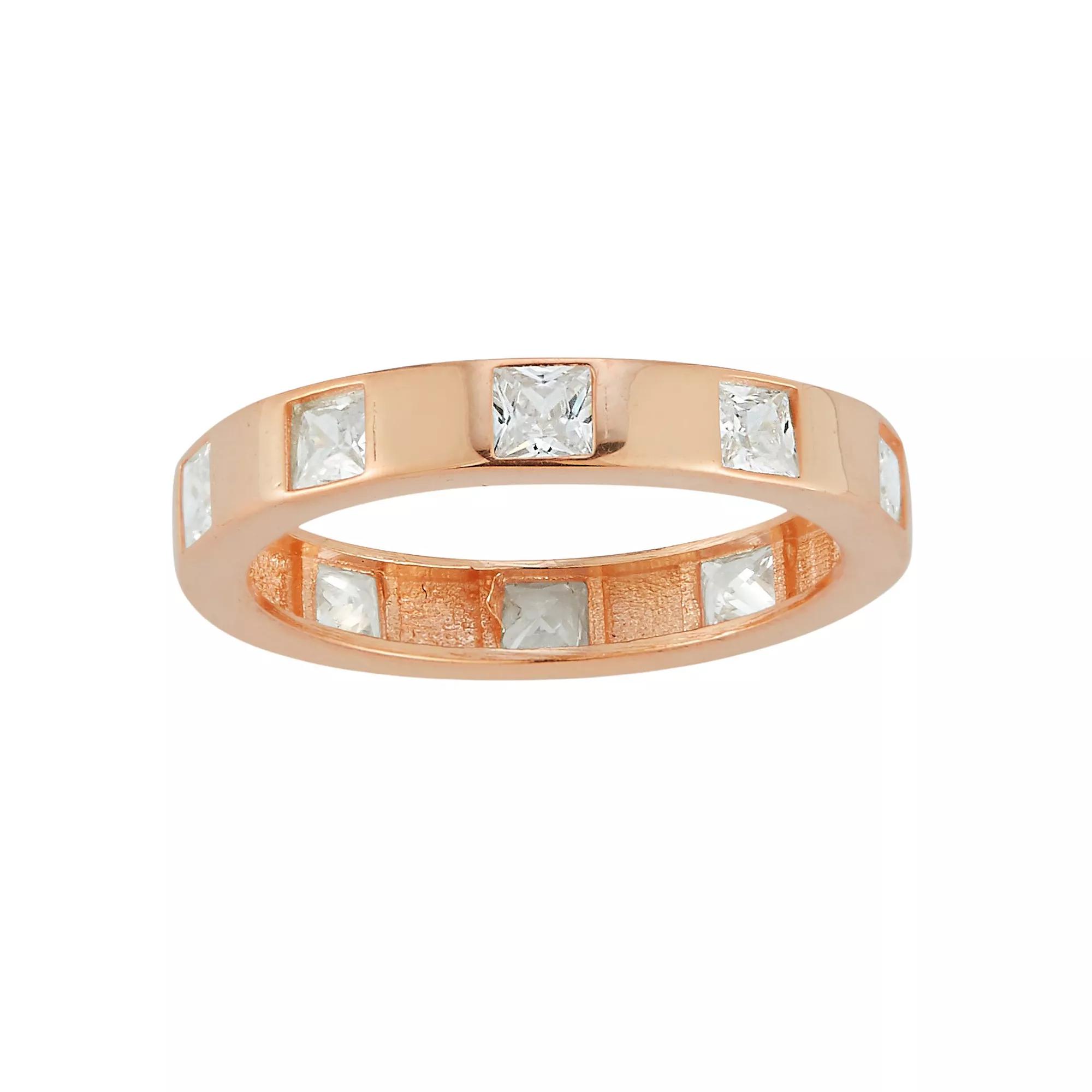 Sunkissed Sterling Cubic Zirconia Band Ring, Women's, Size: 8, Rose Gold Tone Product Image