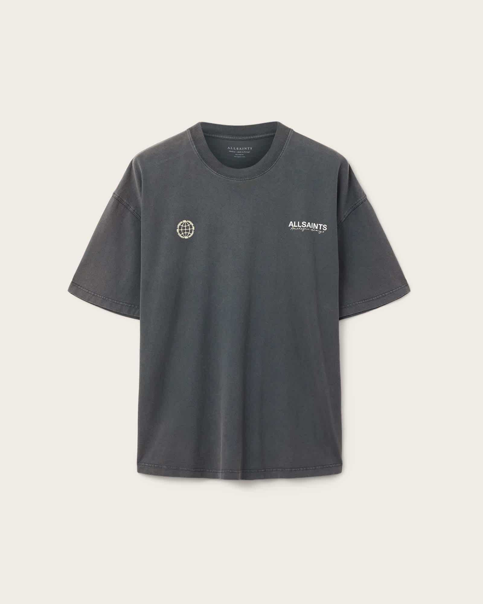 Emblem Short Sleeve Cotton T-Shirt Washed Black | ALLSAINTS US Product Image