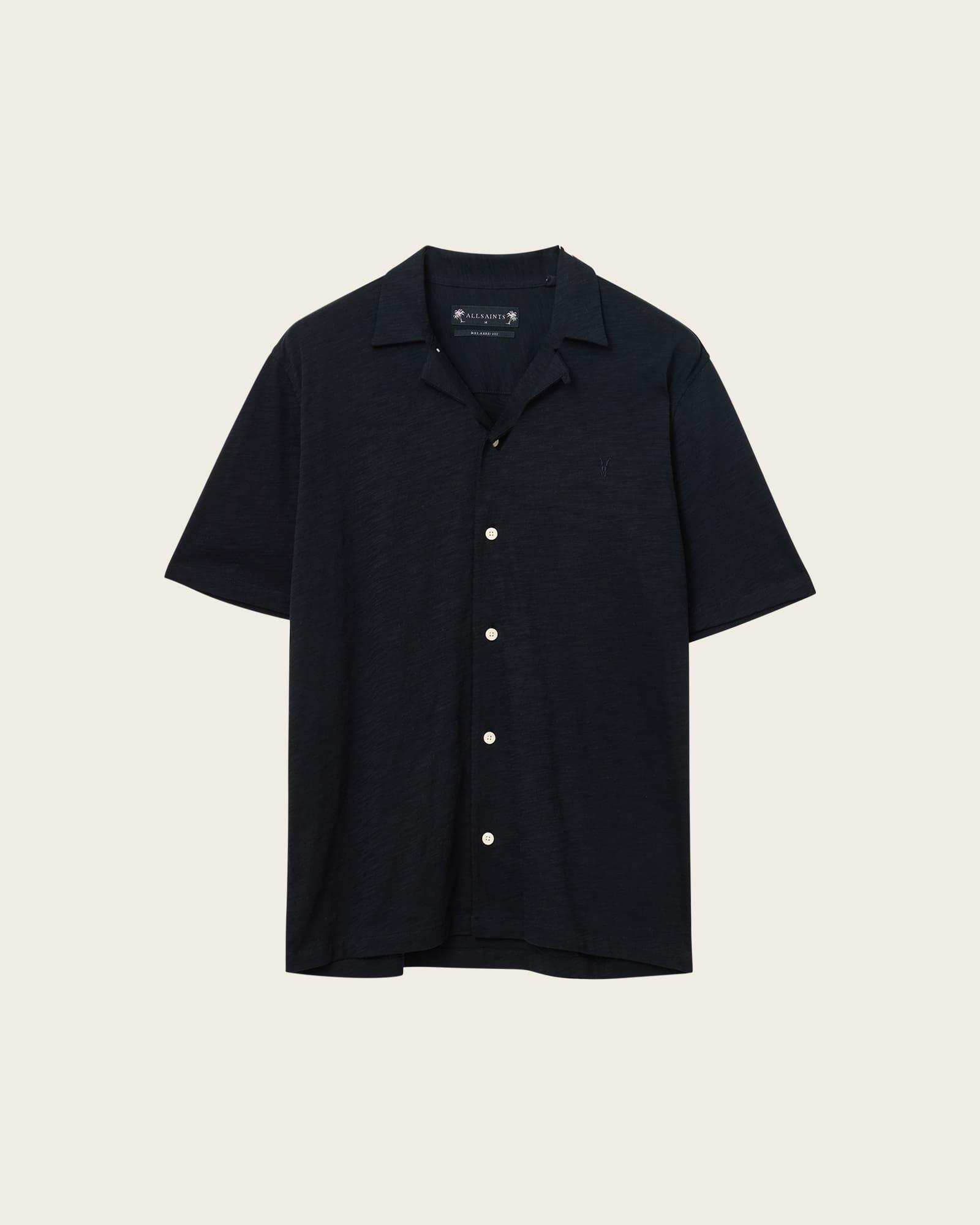 Robson Short Sleeve Ramskull Shirt Black | ALLSAINTS US Product Image