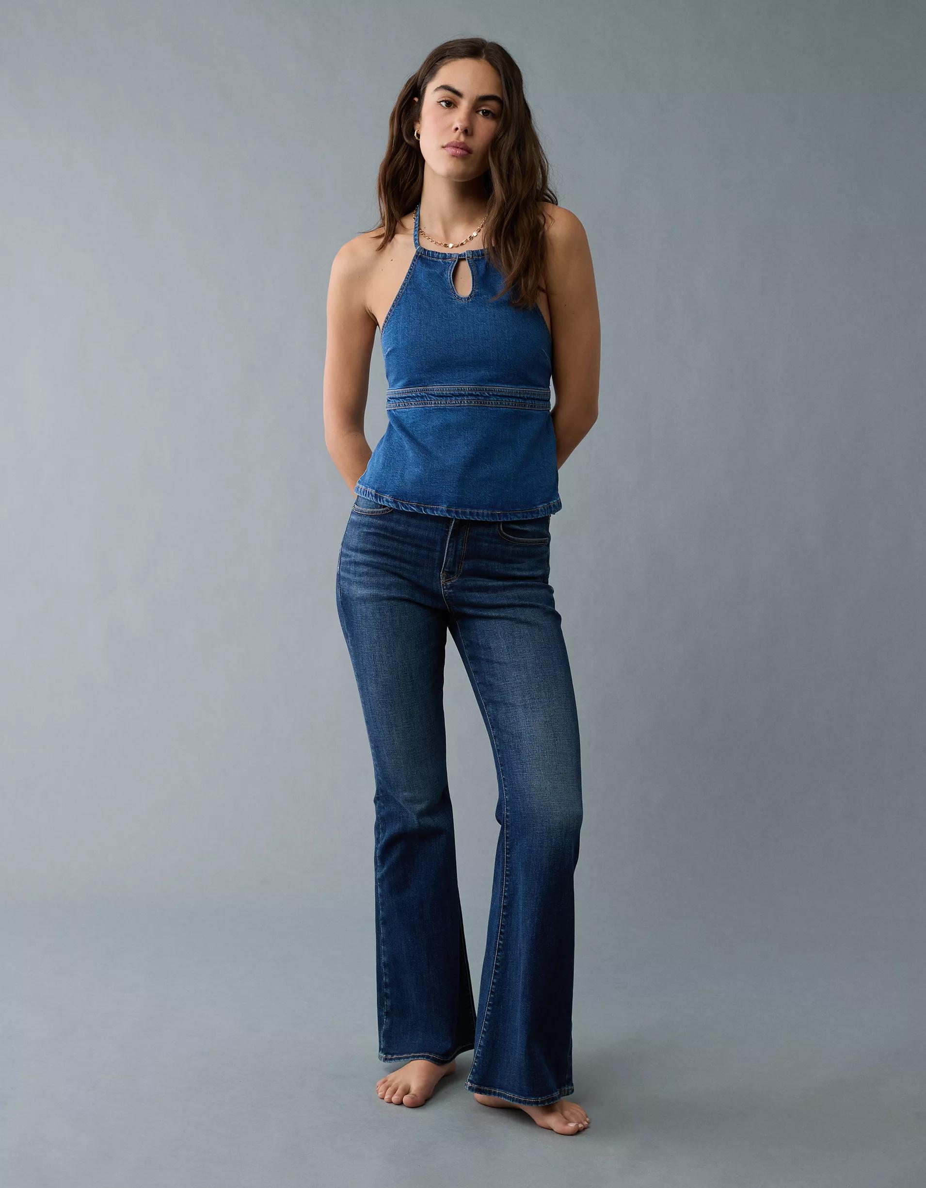 AE Denim High Neck Halter Top Product Image