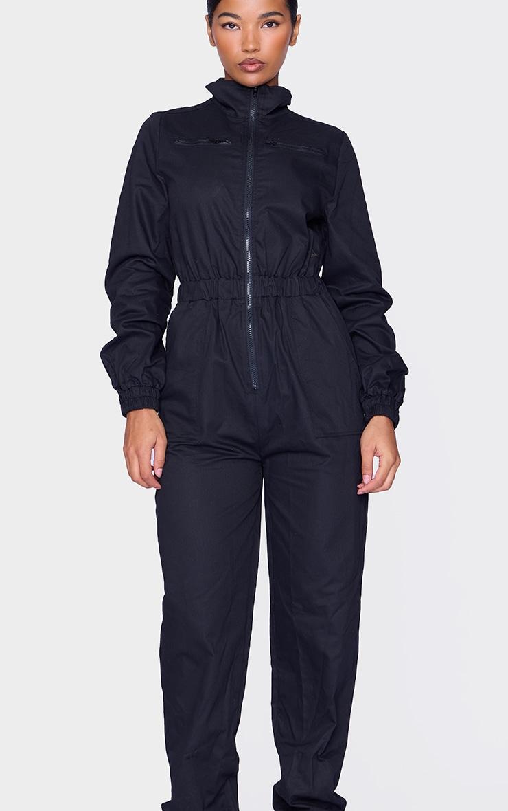 Black Boiler Contrast Zip Jumpsuit Product Image