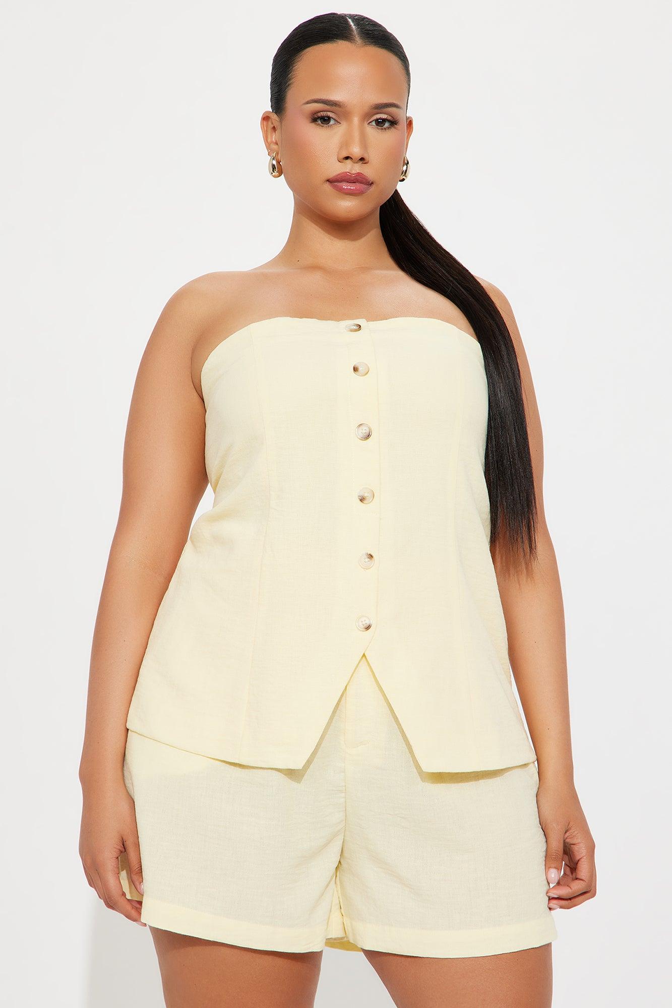 Korina Linen Short Set - Butter Yellow Product Image