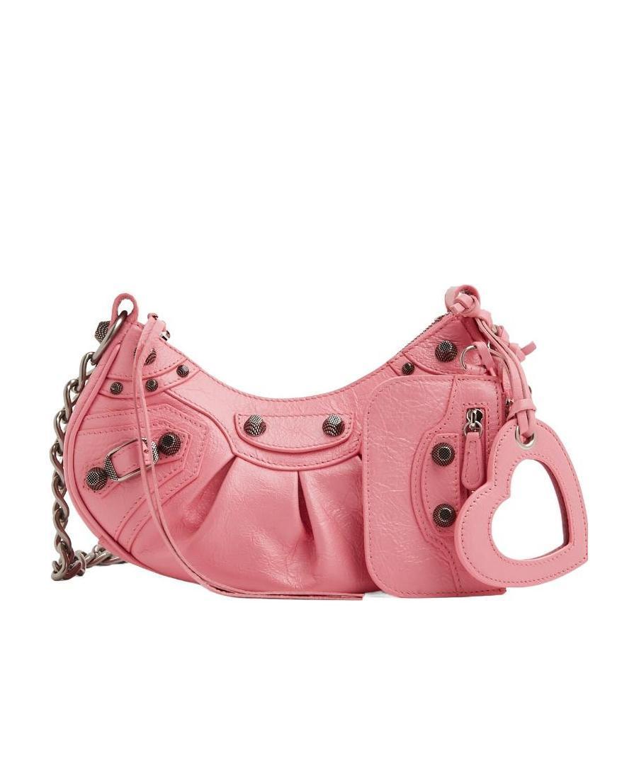 BALENCIAGA Women Pink Nappa Leather Le Cagole Xs Crossbody Bag Product Image