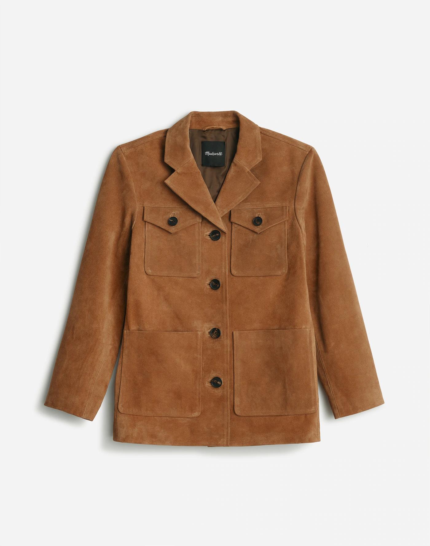 Long Chore Blazer in Suede Product Image