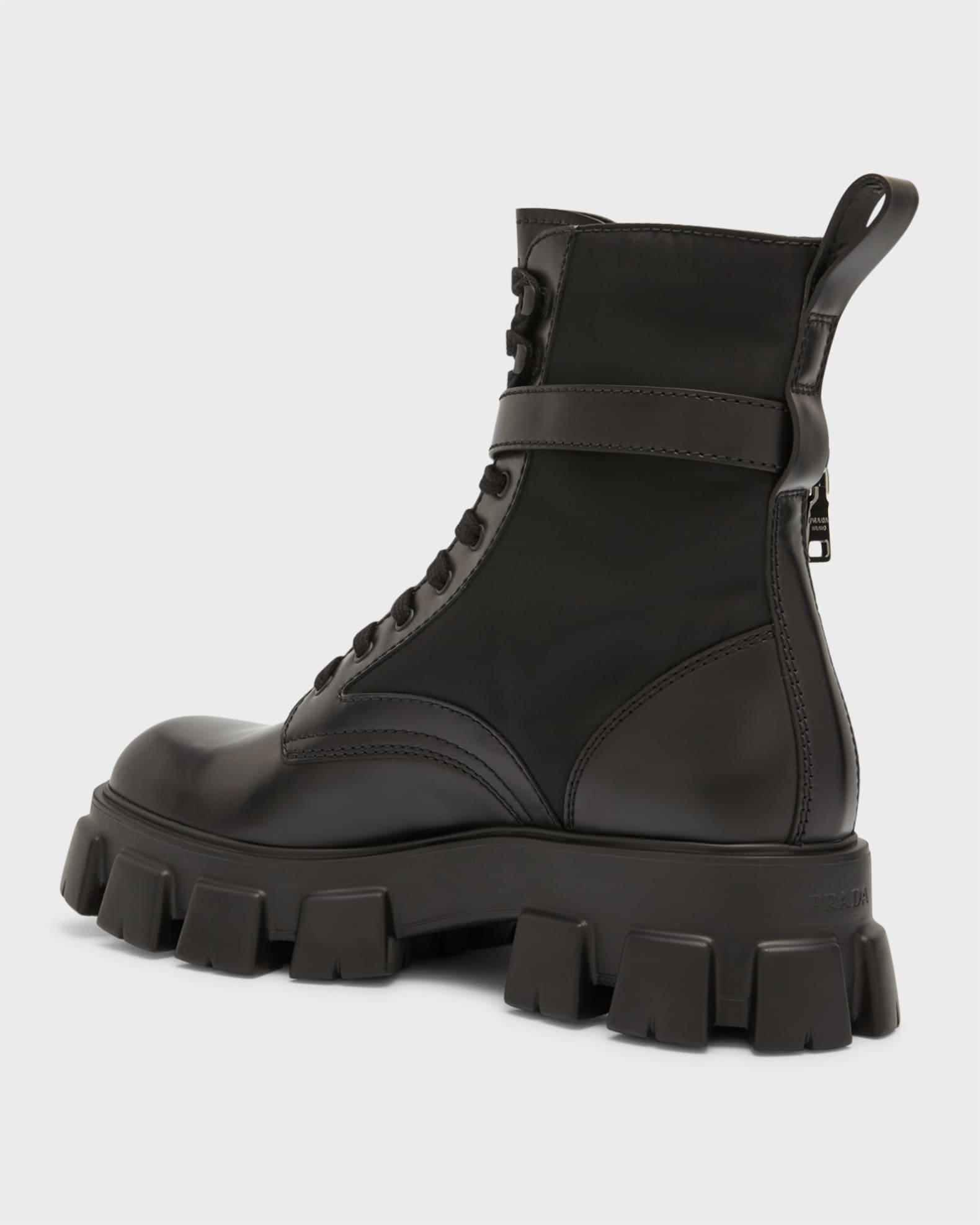 Men's Re-Nylon & Leather Zip Pocket Combat Boots Product Image