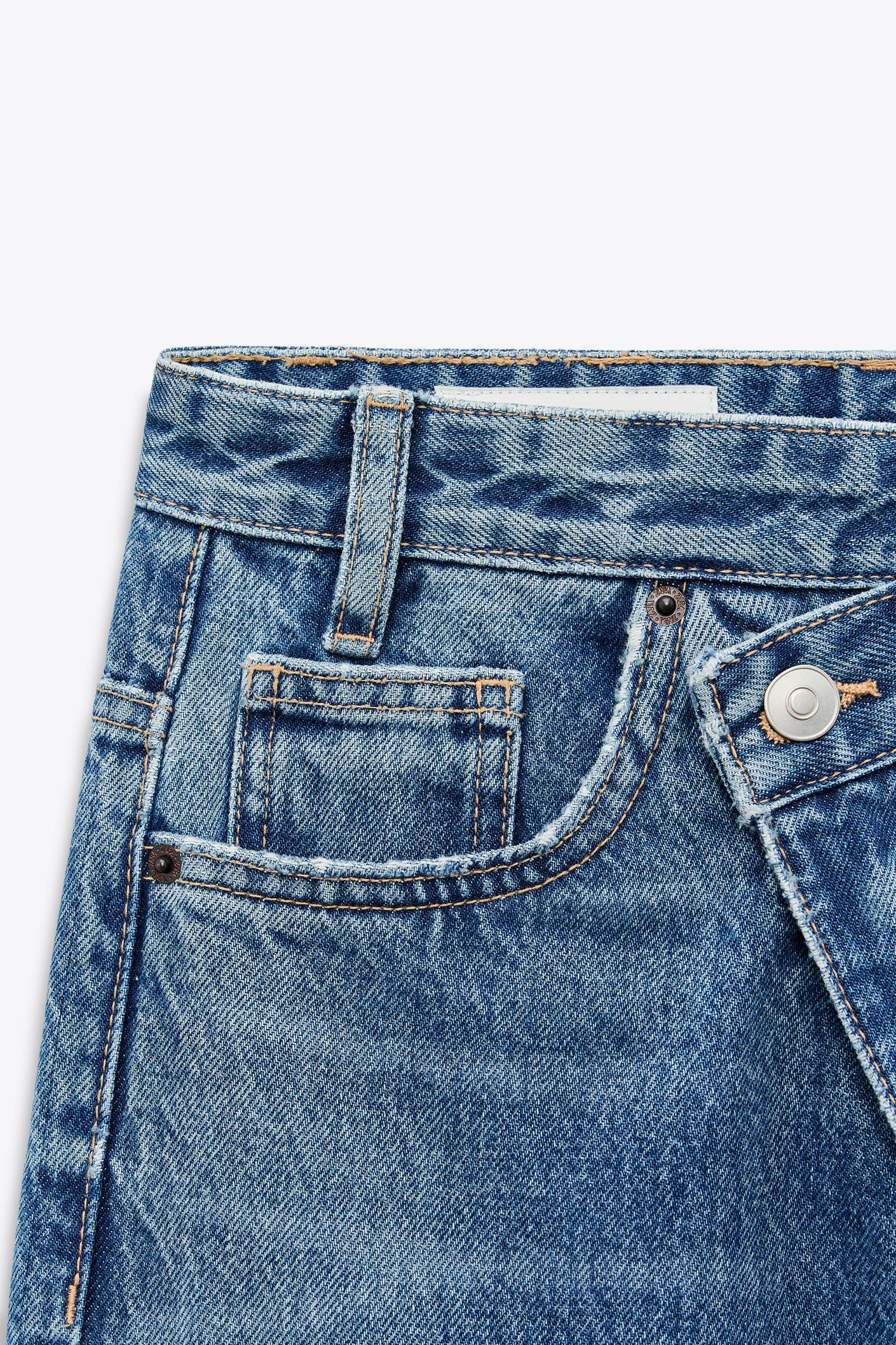 TRF HIGH-WAIST WIDE LEG CROSSOVER JEANS Product Image