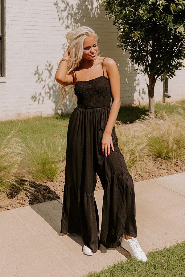 Desirable Destination Smocked Jumpsuit In Black Product Image