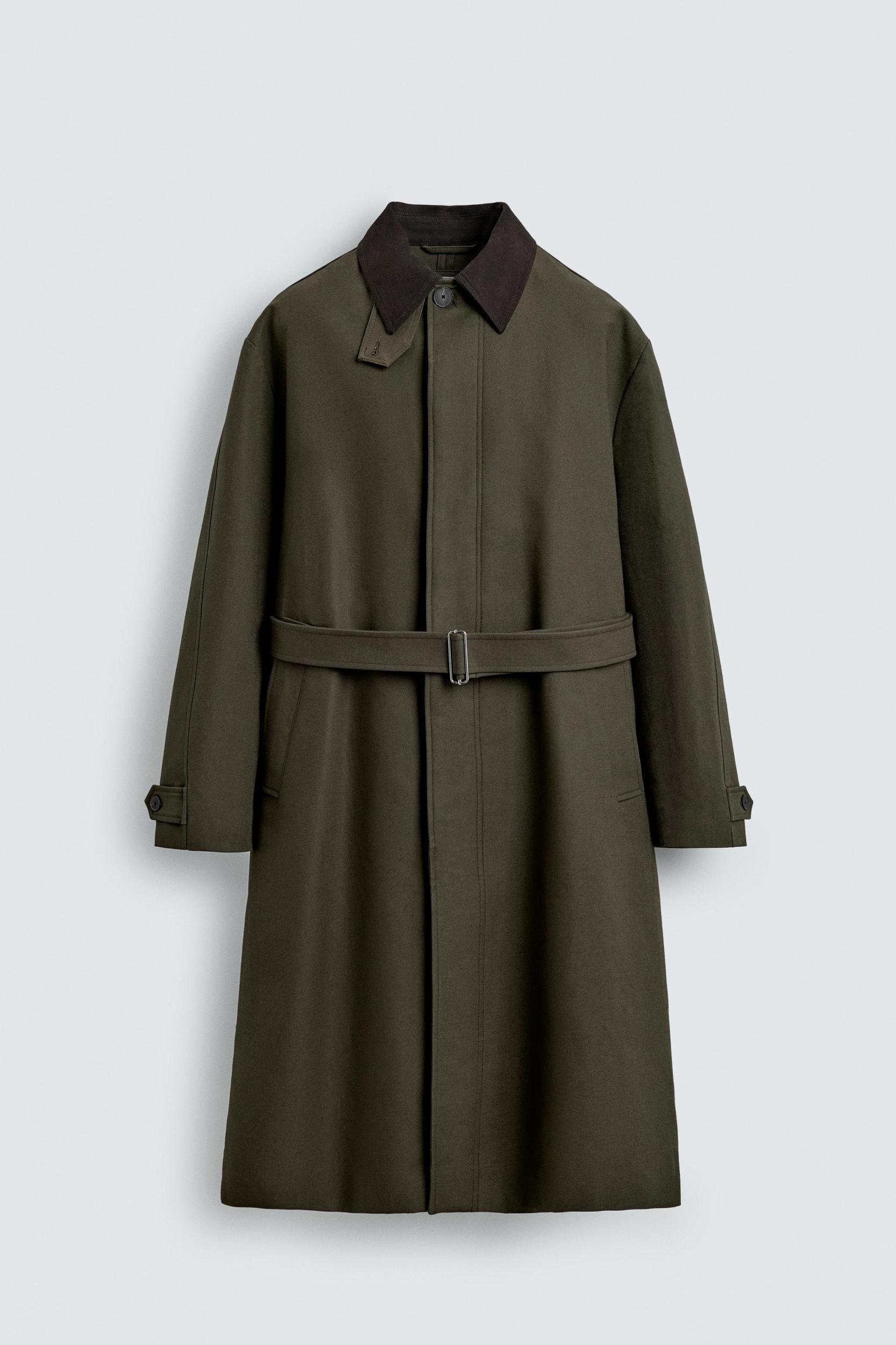 CONTRAST COLLAR TRENCH COAT Product Image