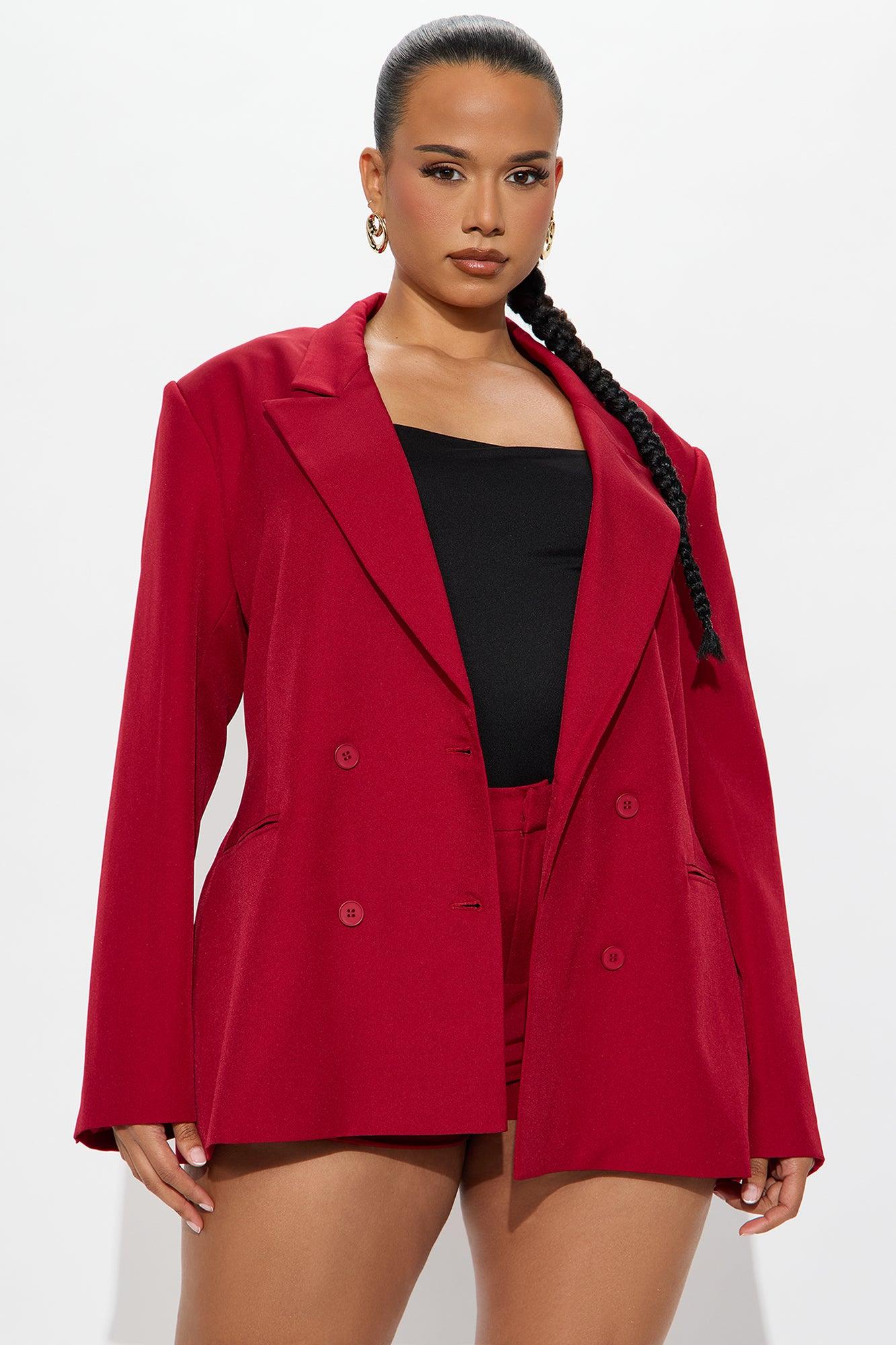 Chloe Double Breasted Blazer - Red Female Product Image