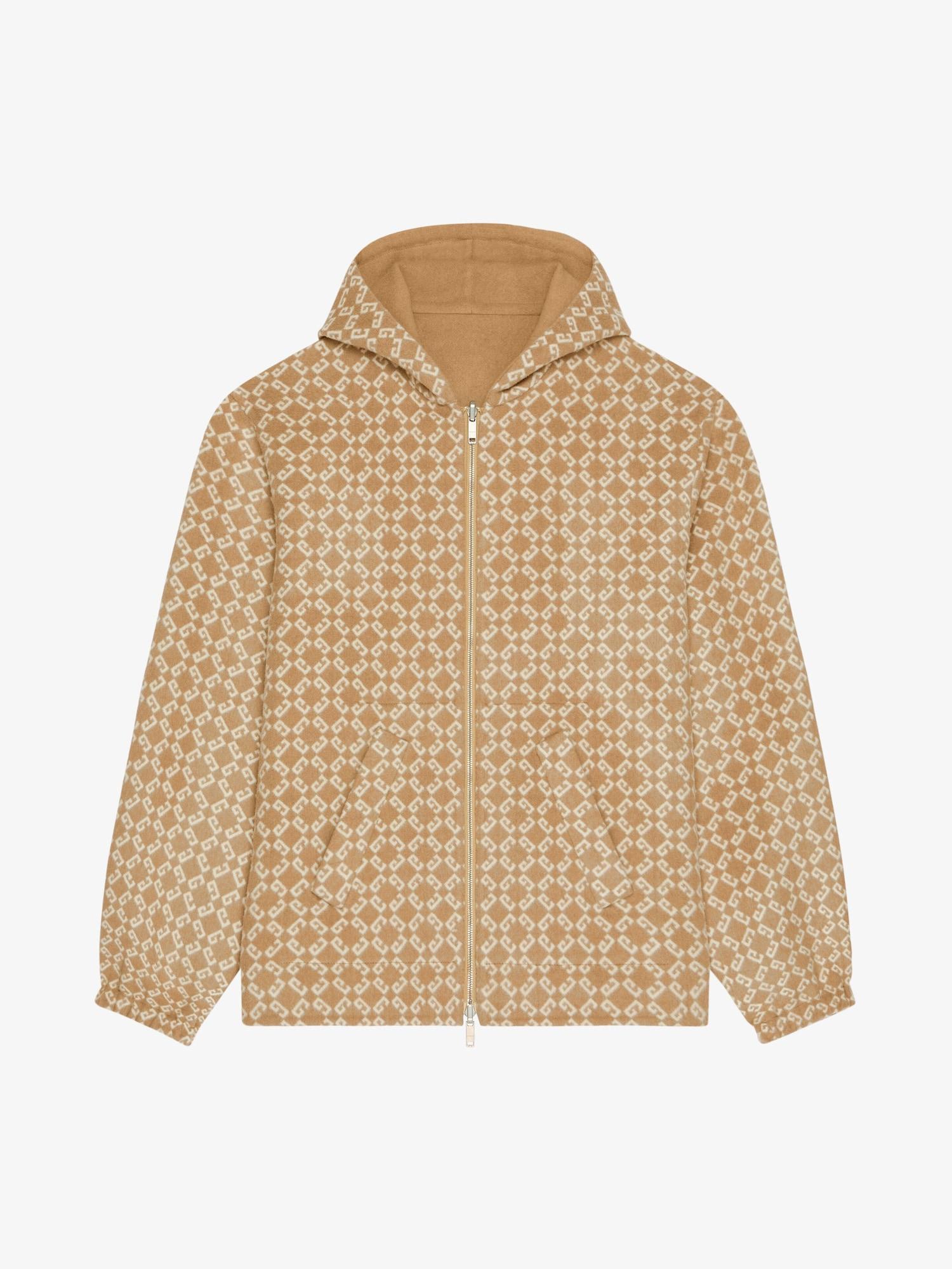 Reversible zipped hoodie in monogram 72 jacquard Product Image
