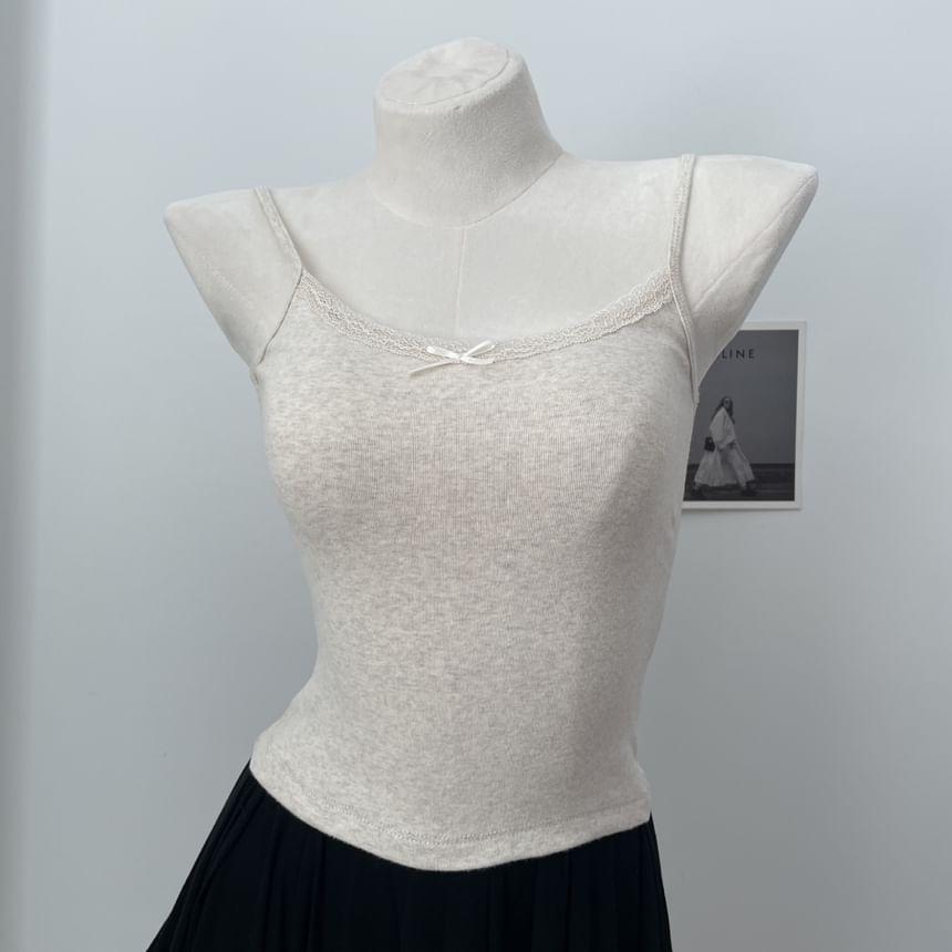 Plain Bow Lace Trim Cami Top Product Image
