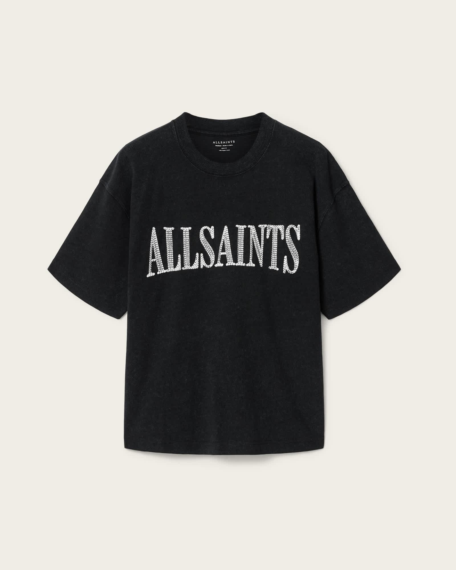 Dash Short Sleeve Boxy T-Shirt Washed Black | ALLSAINTS US Product Image