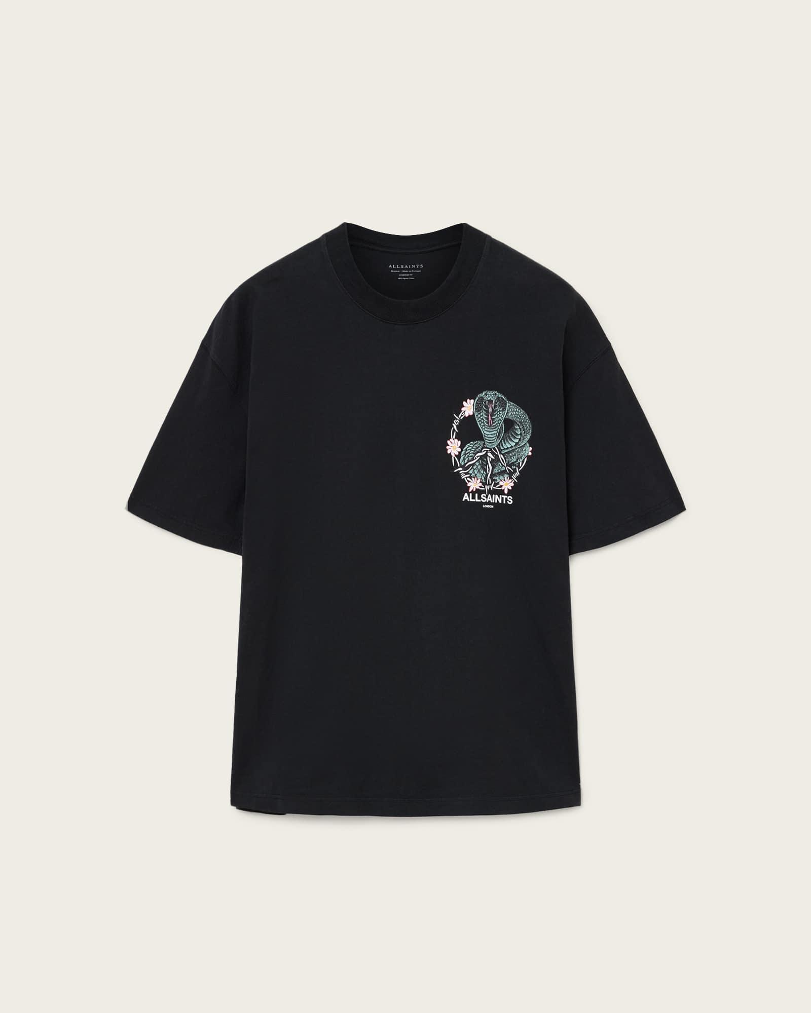 Snakebite Short Sleeve Crew T-Shirt Washed Black | ALLSAINTS US Product Image