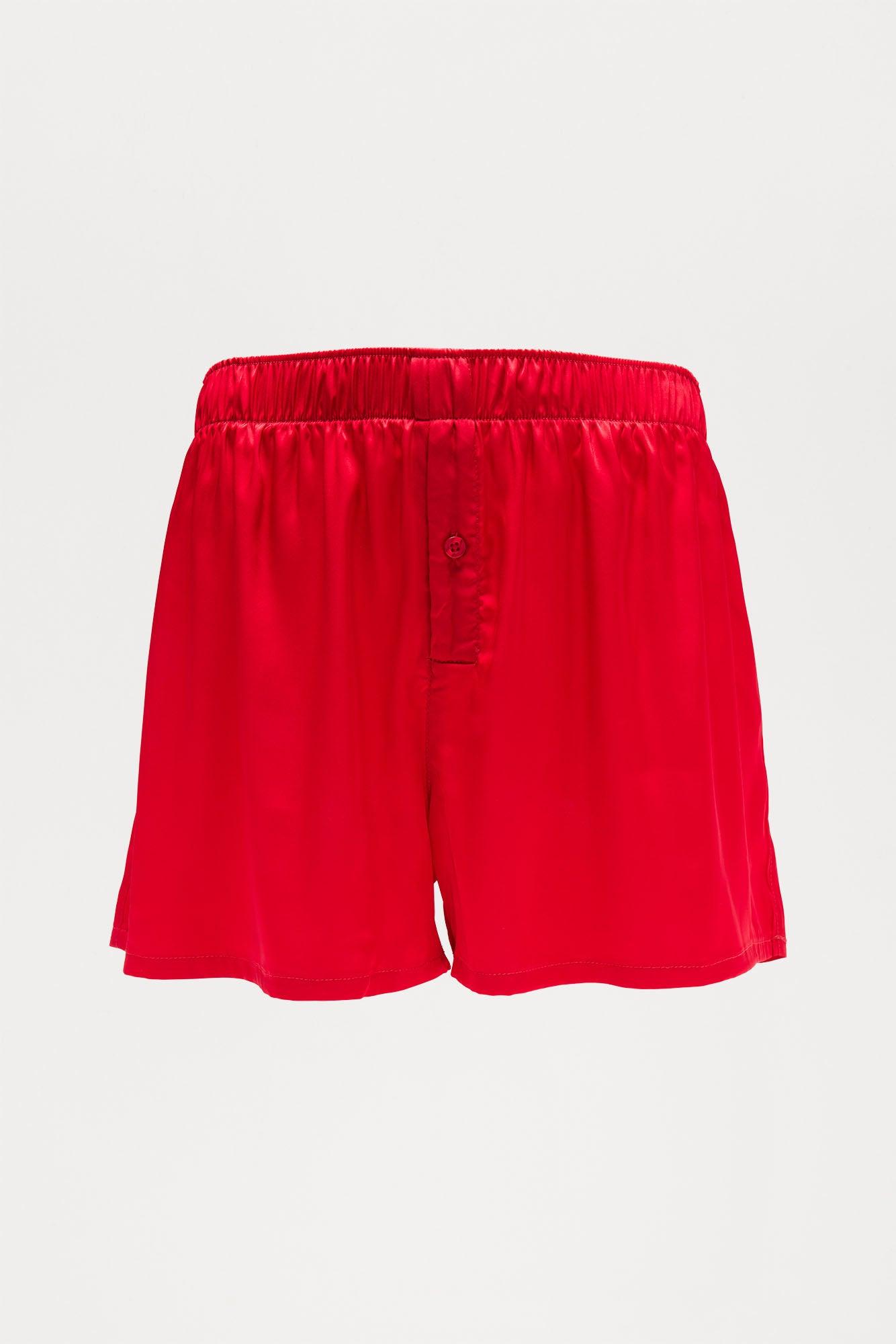 Satin Relaxed Boxer - Red Product Image
