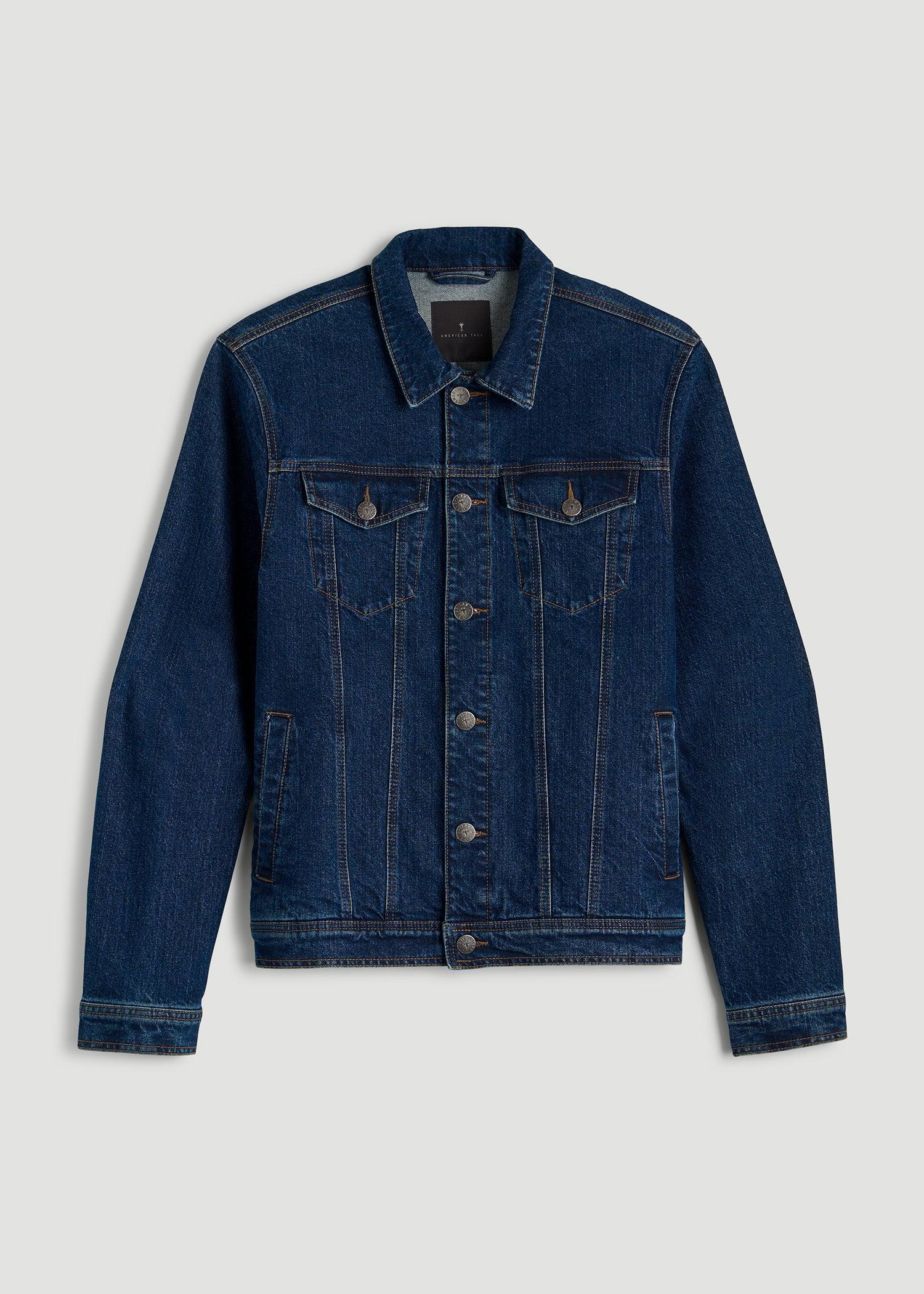 Denim Trucker Jacket for Tall Men in Mid Ocean Blue Male Product Image