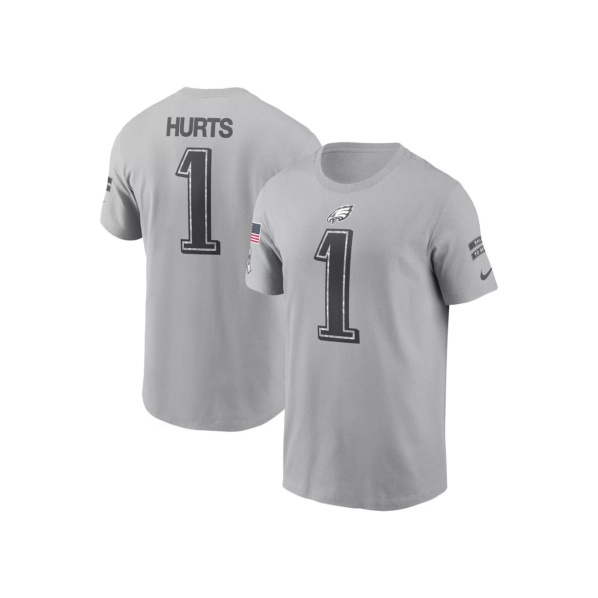 Men's Nike Jalen Hurts Gray Philadelphia Eagles 2024 Salute To Service Name & Number T-Shirt, Size: 2XL, Grey Product Image
