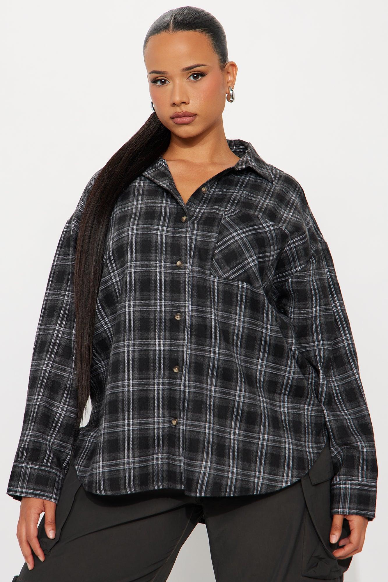 Where You At Flannel Plaid Shirt - Black/combo Female Product Image