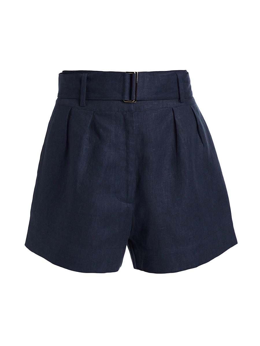 Womens Zinna Belted Linen Shorts Product Image