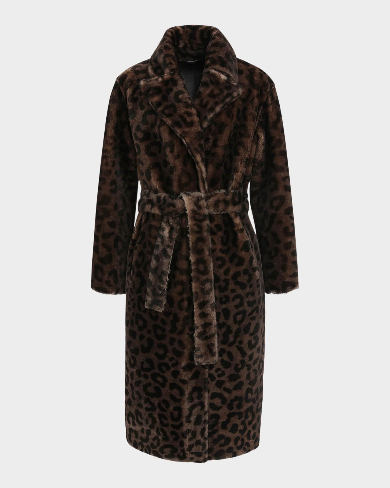 Reversible Leopard-Print Shearling Lamb Stroller With Belt Product Image