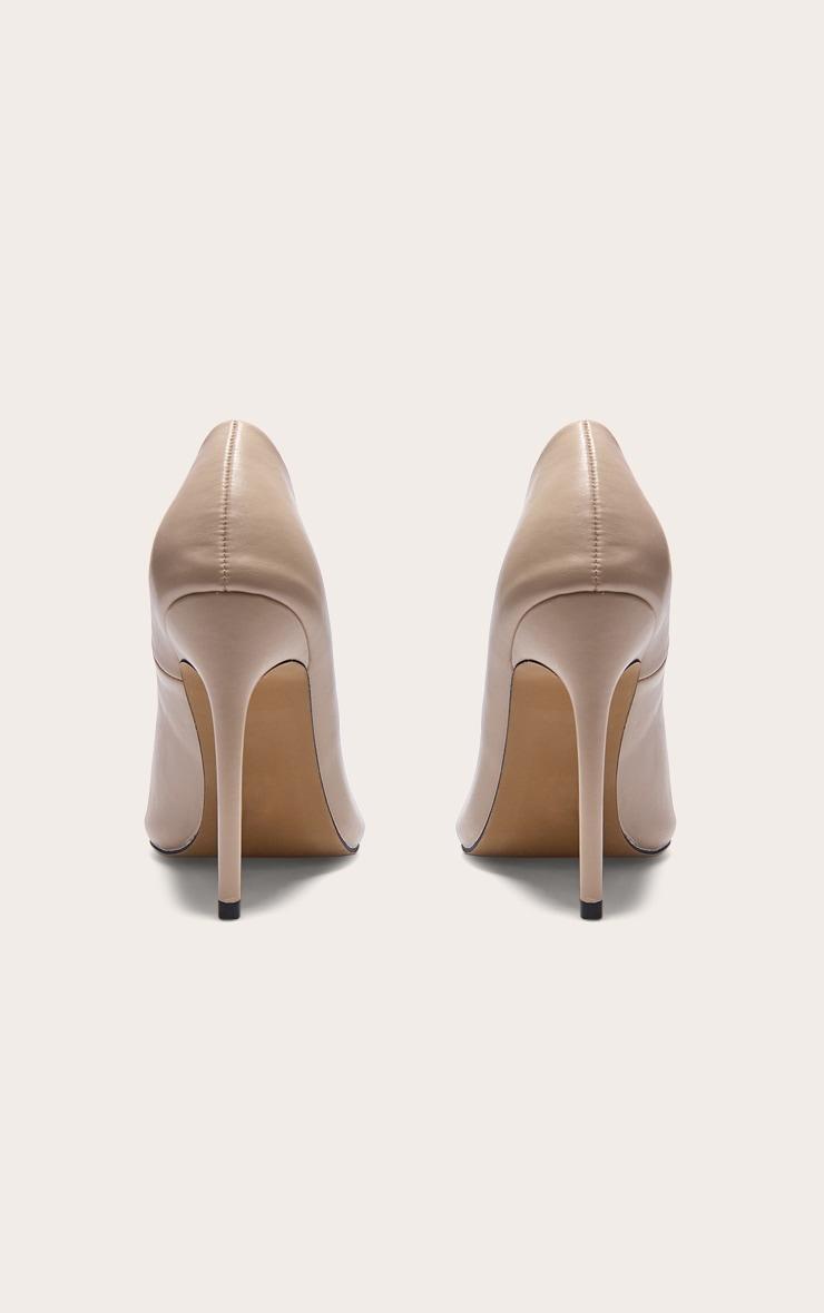Taupe PU High Stiletto Court Heels Product Image
