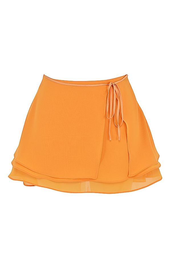 Clarice  tangerine floaty layered mini skirt Product Image
