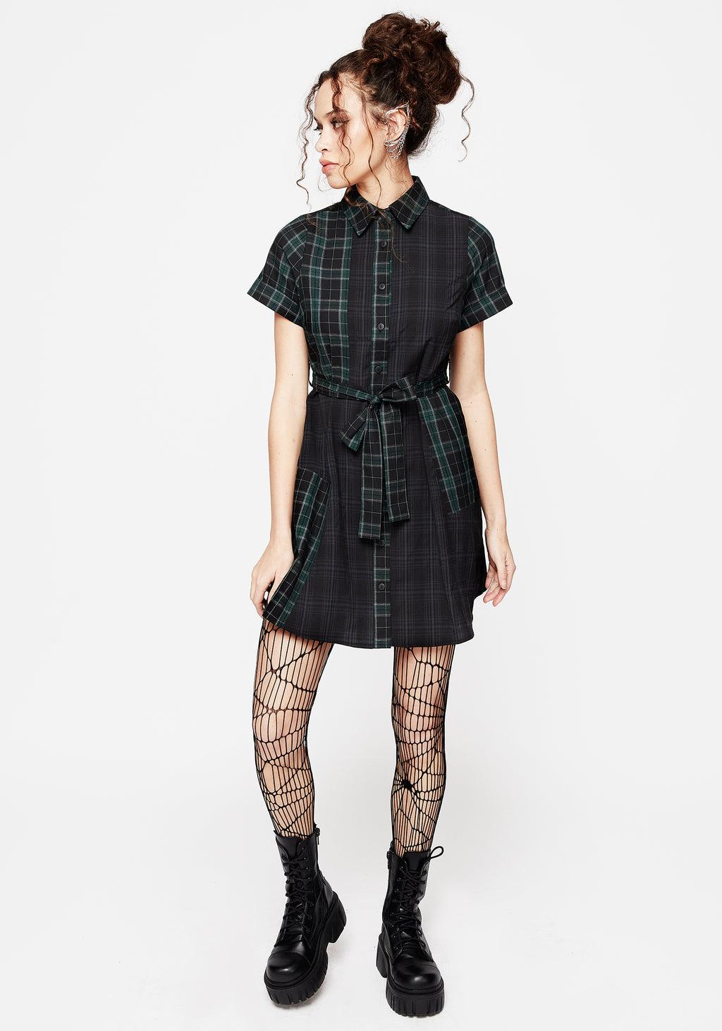 Analogue Check Cotton Mini Shirt Dress Product Image