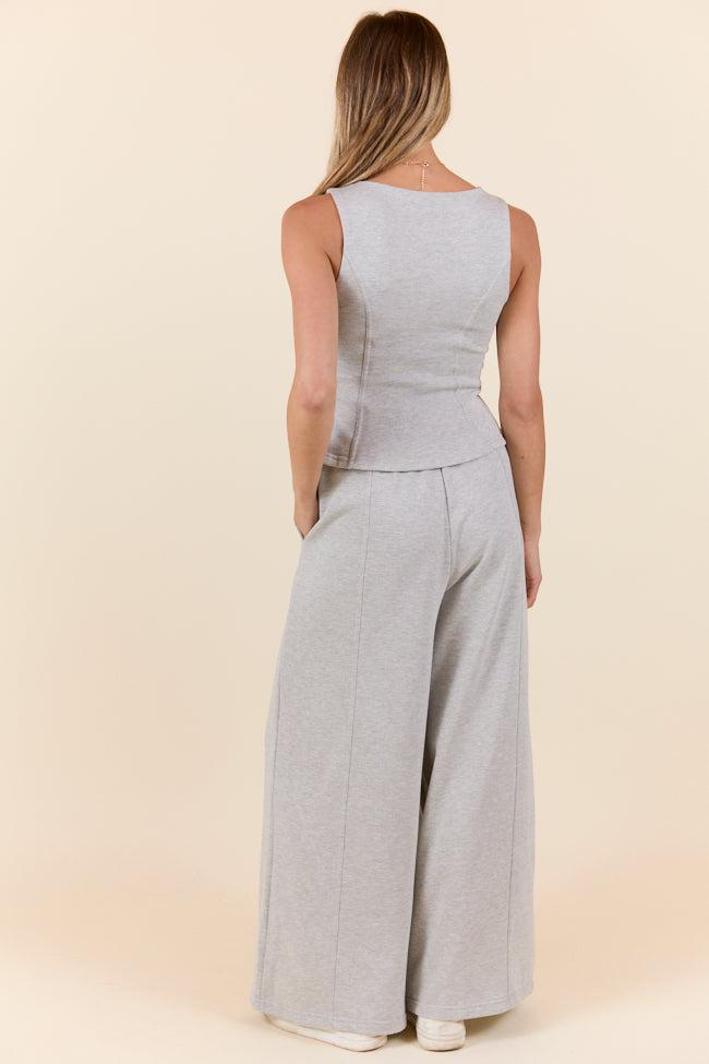 Casual Comfort Knit Grey Tank and Pants Set Product Image