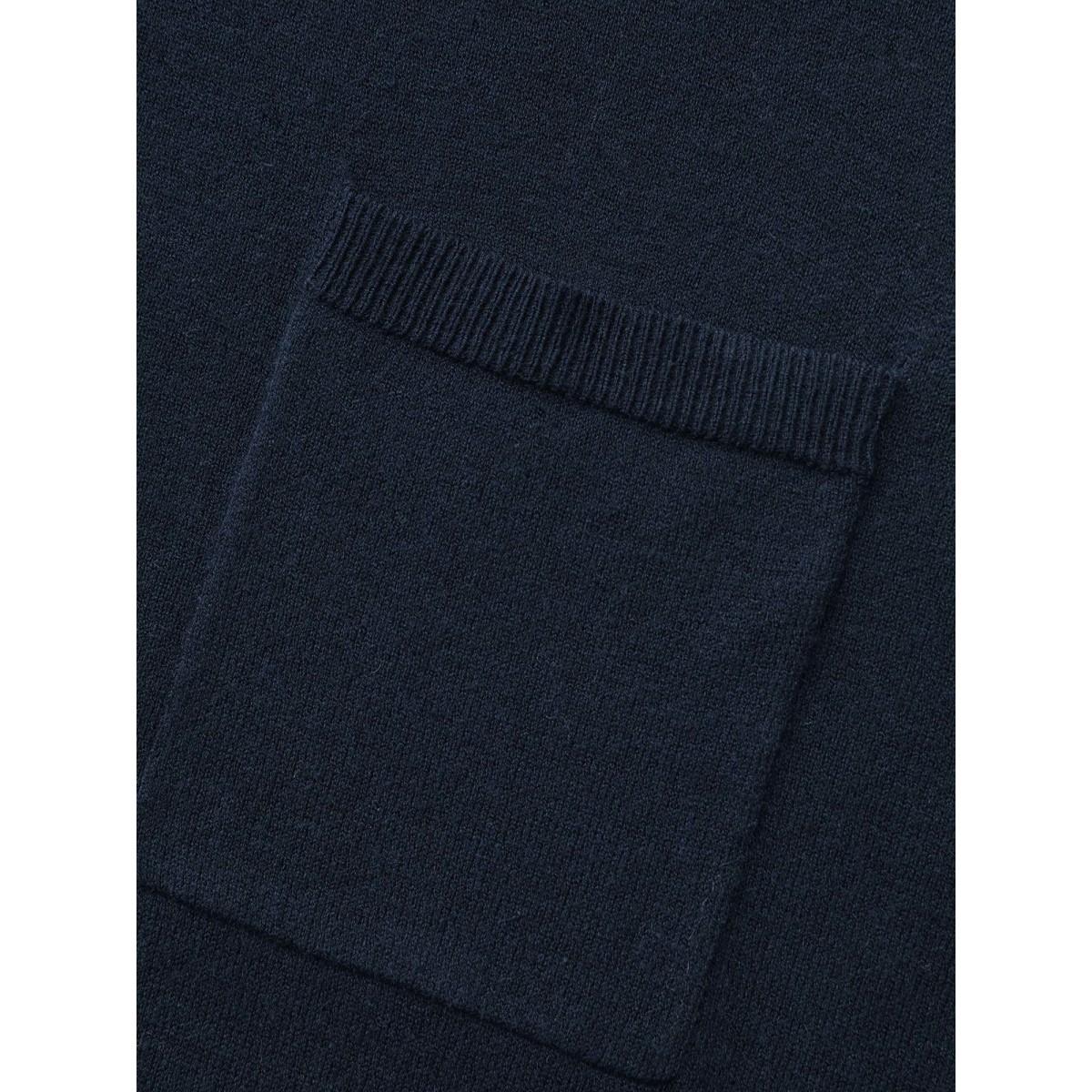 Plus Size Supersoft Chest Pocket Wool Top Indigo Women Casual Loose Long Sleeve Round Neck Everyday Pullovers BloomChic 26/4X Product Image