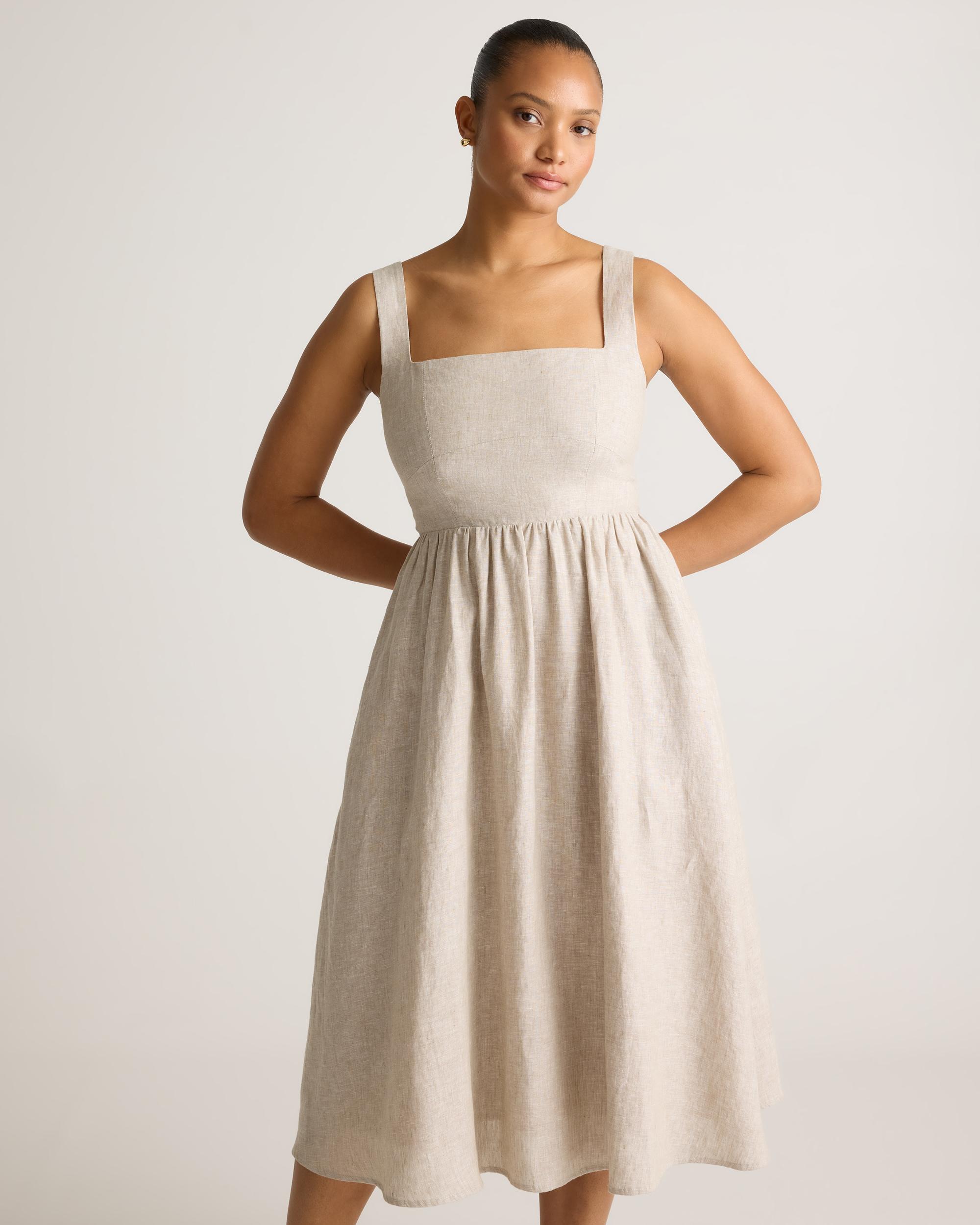 Quince | Women's 100% European Linen Fit & Flare Midi Dress Size XL Product Image