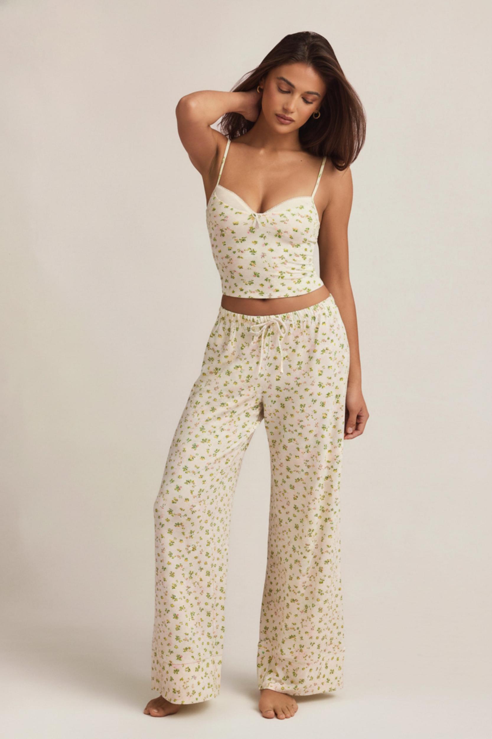 Modal Mid-Rise Pyjama Trousers in Lemon Print Product Image