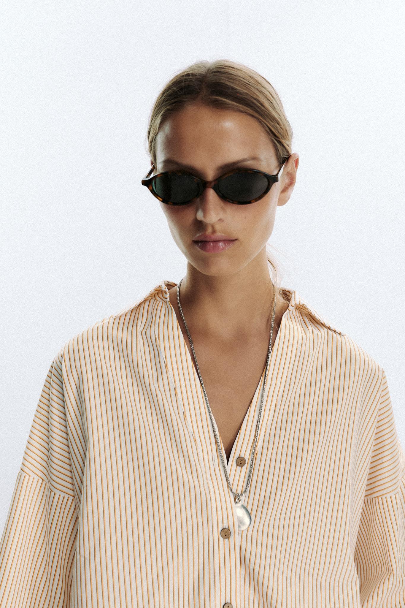STRIPED POPLIN SHIRT WITH WIDE SLEEVES Product Image